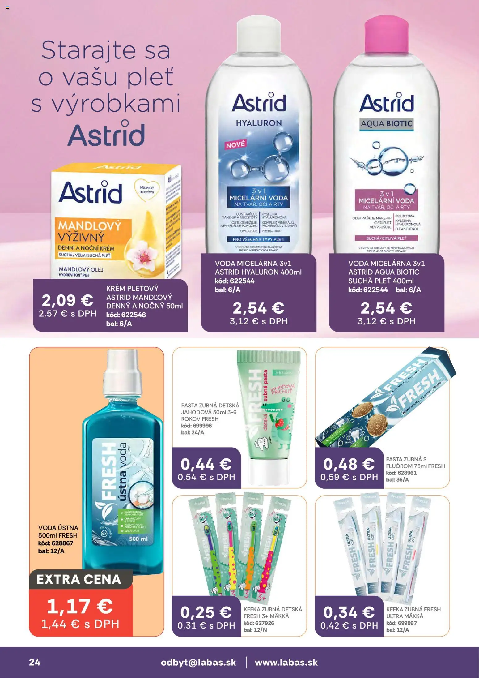 Nové Labaš akcie – leták je platný od 30.01.2026 | Strana: 24 | Produkty: Olej, Mandľový olej, Zubná pasta, Ústna voda