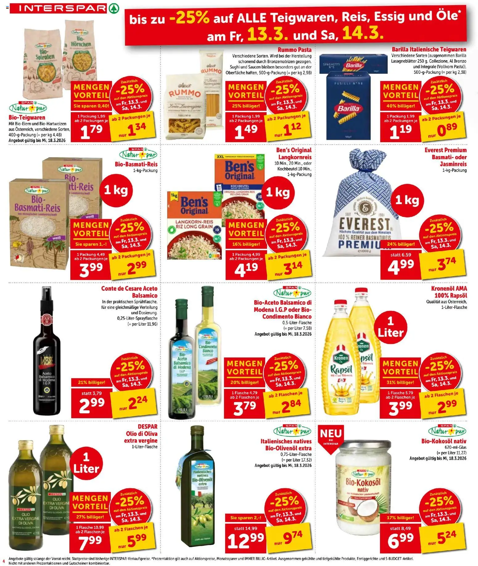 Interspar - Flugblatt gültig ab 12.03.2026 | Seite: 4 | Produkte: Pasta, Fertiggerichte