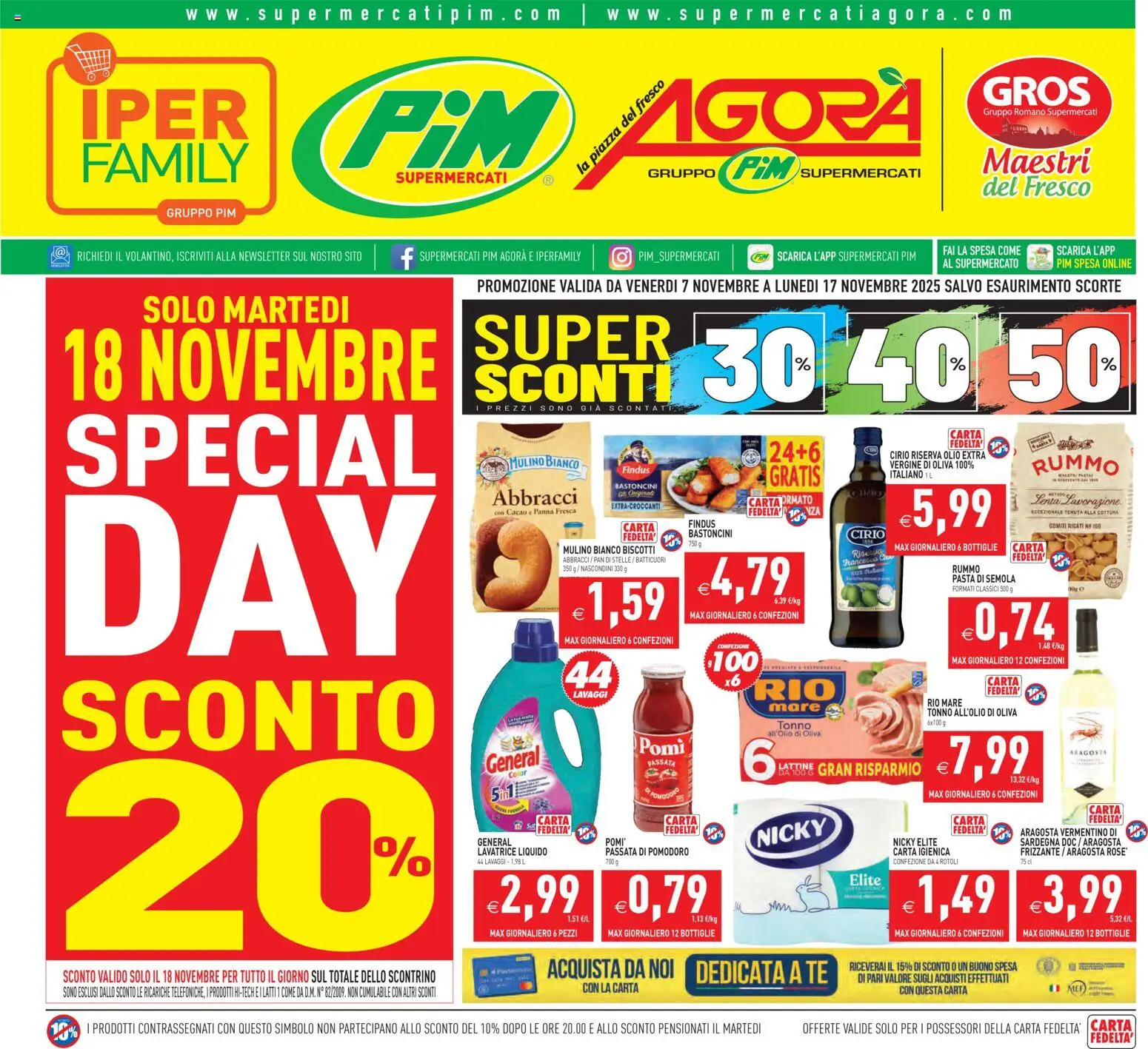 Volantino PIM Supermercati del 07.11.2025 | Pagina: 1 | Prodotti: Panna, Pasta, Passata di pomodoro, Tonno