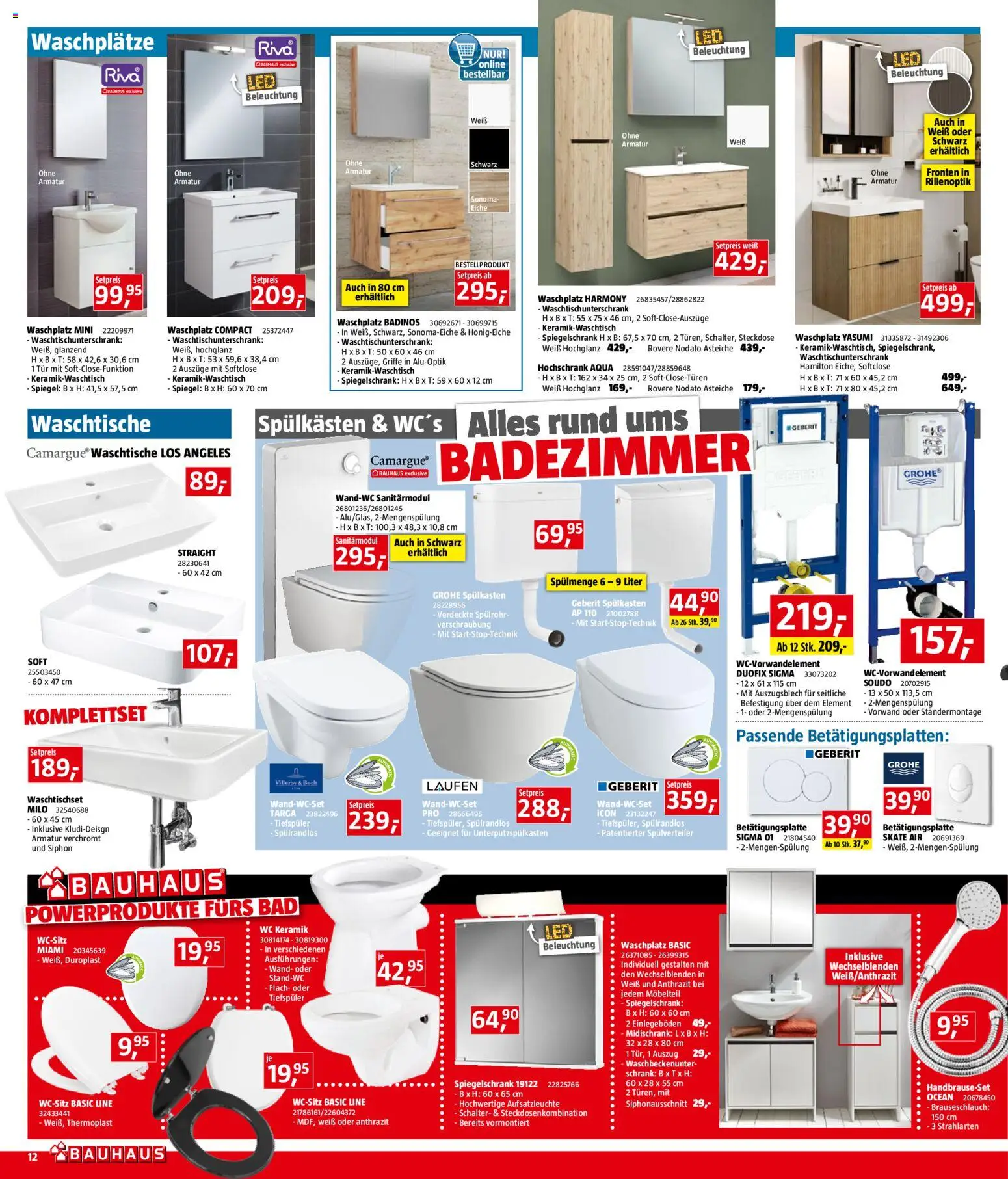 Bauhaus Prospekt aktuell gültig ab 05.11.2025 | Seite: 12 | Produkte: Steckdose, Schrank, Bad, Spiegel