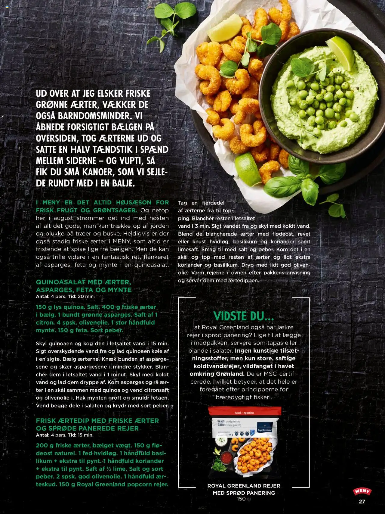 Meny Tilbudsavis gyldig fra 01.08.2025 | Side: 27 | Produkter: Salt, Rejer, Mynte, Olivenolie