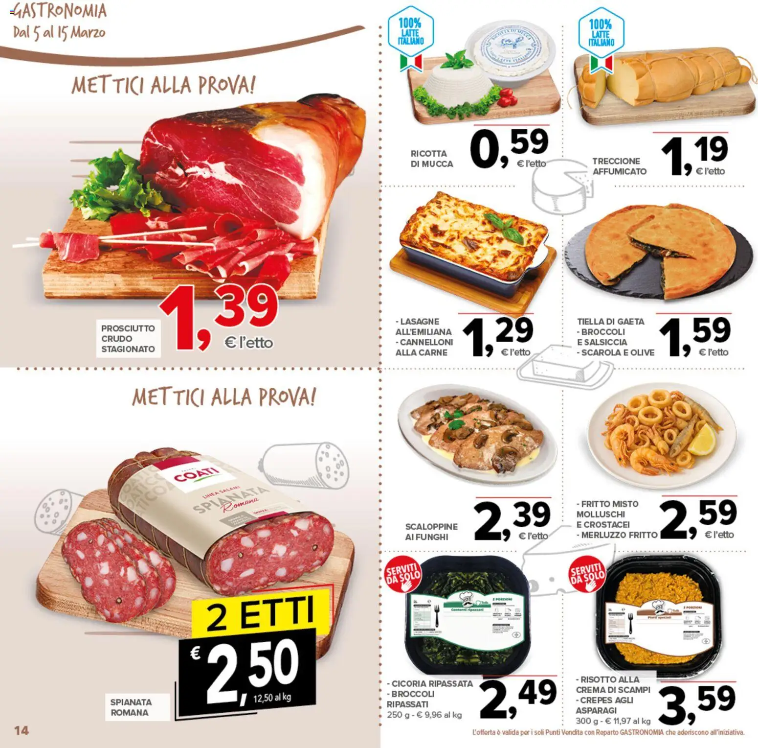 Volantino Todis del 05.03.2026 | Pagina: 14 | Prodotti: Merluzzo, Latte, Salsiccia, Broccoli