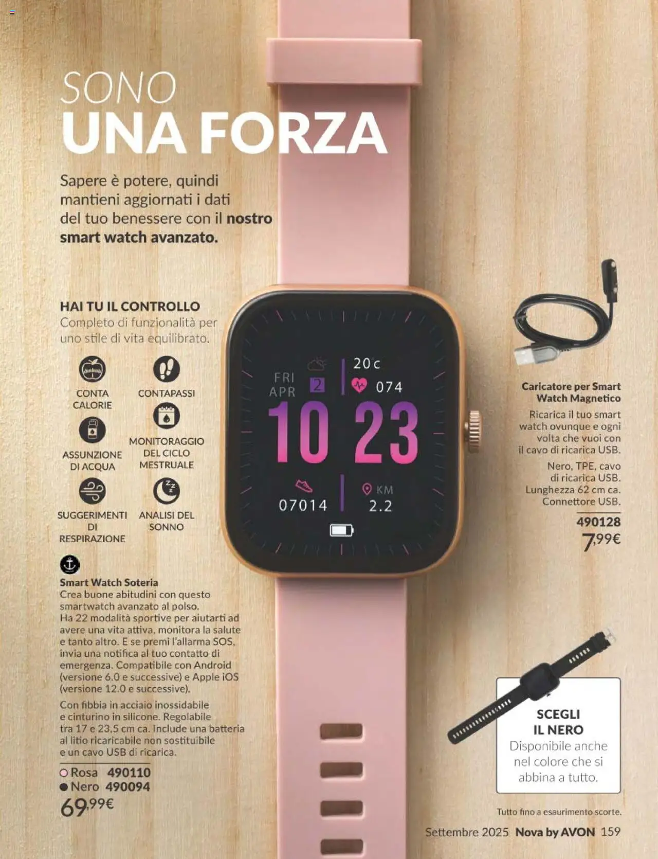 Volantino Avon del 01.09.2025 | Pagina: 159 | Prodotti: Smart watch, Acqua, USB, Batteria