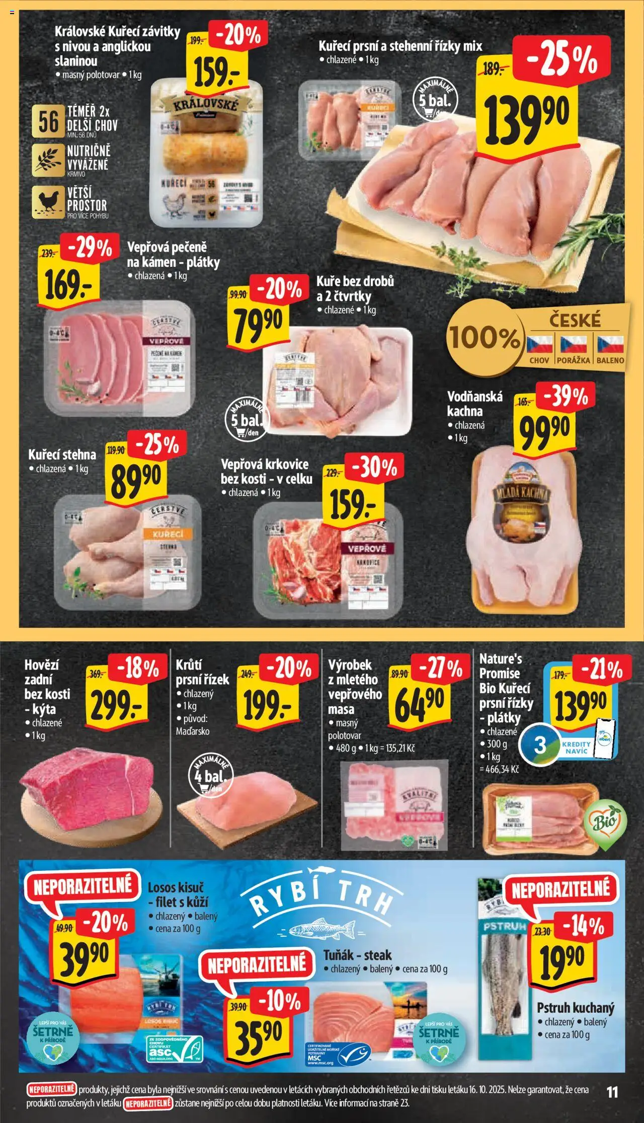 Albert leták - Supermarket od 22.10.2025 | Strana: 21 | Produkty: Losos, Potraviny, Krkovice, Kuřecí stehna
