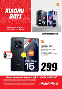 Anteprima del volantino Media World Xiaomi Days catalogo valido a partire dal 15.01.2026