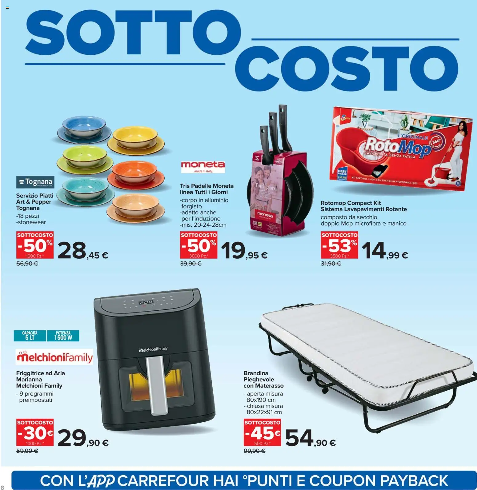 Volantino Carrefour del 06.02.2026 | Pagina: 8 | Prodotti: Friggitrice ad aria, Alluminio, Friggitrice, Materasso