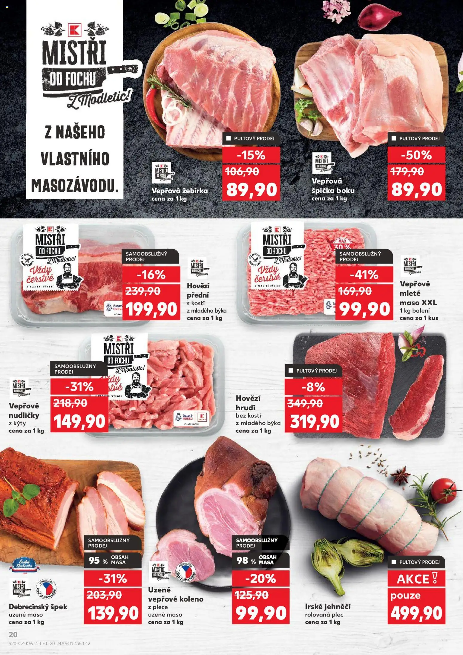 Kaufland leták - Praha 8 od 01.04.2026 | Strana: 20 | Produkty: Vepřové koleno, Uzené maso, Mleté maso, Uzené vepřové koleno
