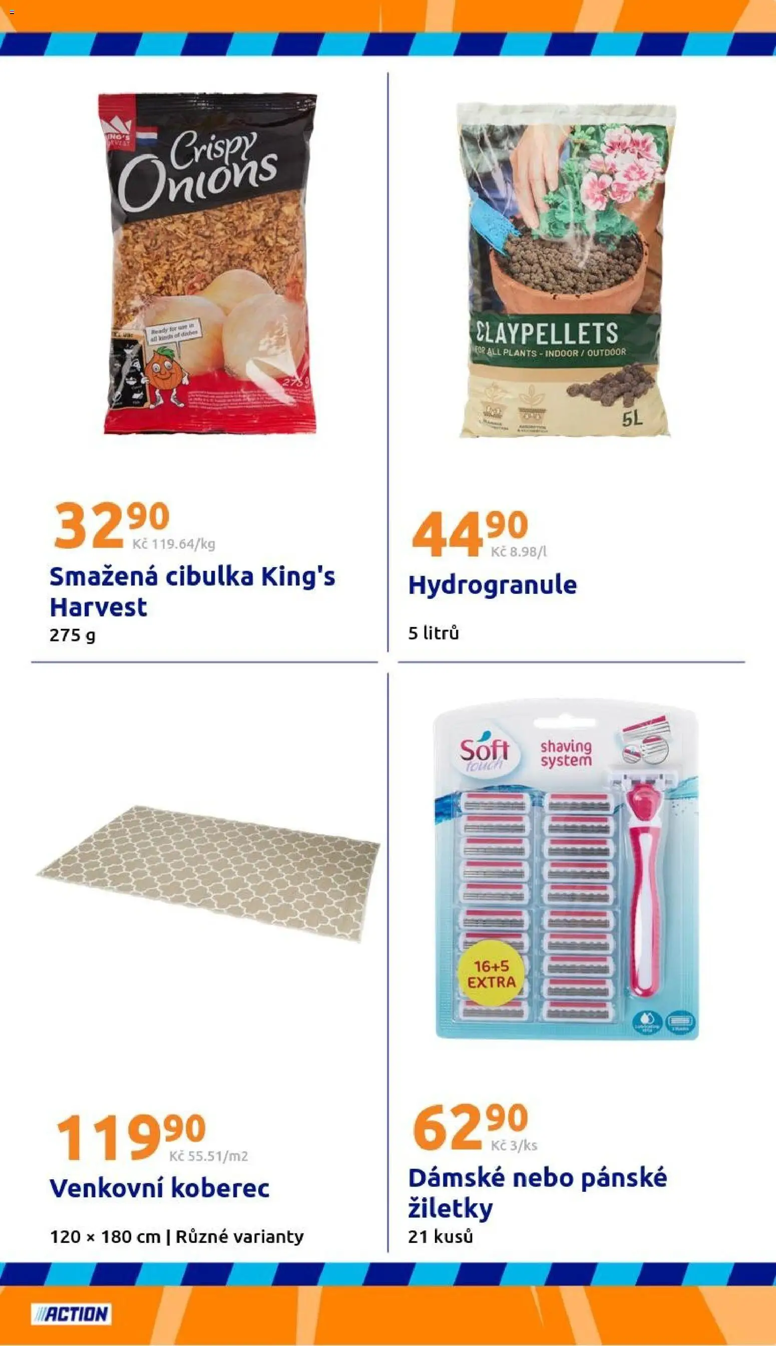 Action leták od 29.04.2026 | Strana: 19 | Produkty: Venkovní koberec, Smažená cibulka, Žiletky, Koberec