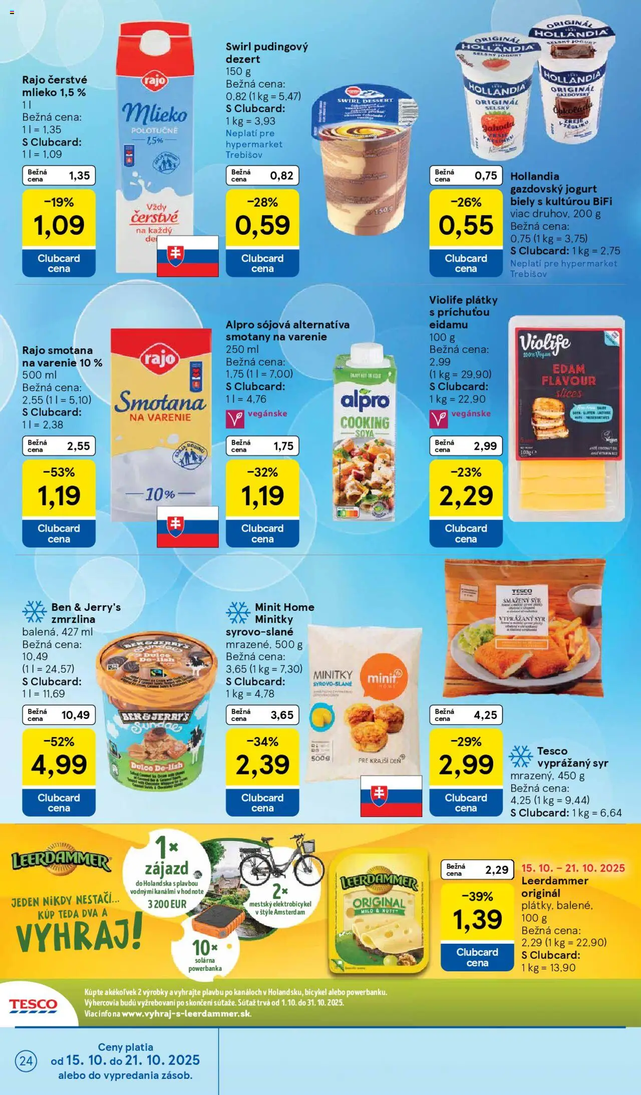 Nové Tesco akcie – leták je platný od 15.10.2025 | Strana: 24 | Produkty: Elektrobicykel, Mlieko, Jogurt, Alpro