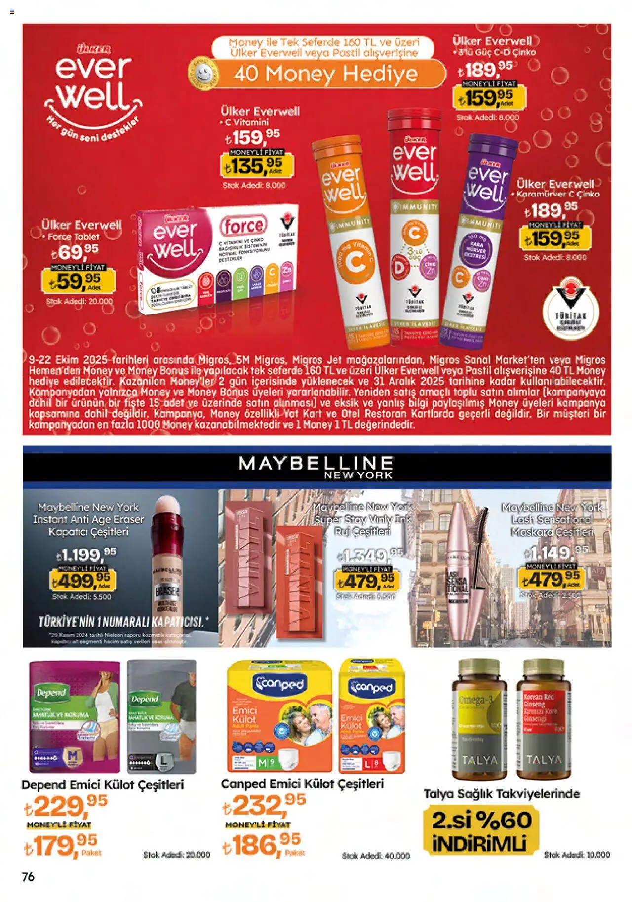 Migros Katalog - Migroskop - 09.10.2025 tarihinden itibaren geçerlidir | Sayfa: 76 | Ürünler: Ruj, Kapatıcı, Külot, Tablet