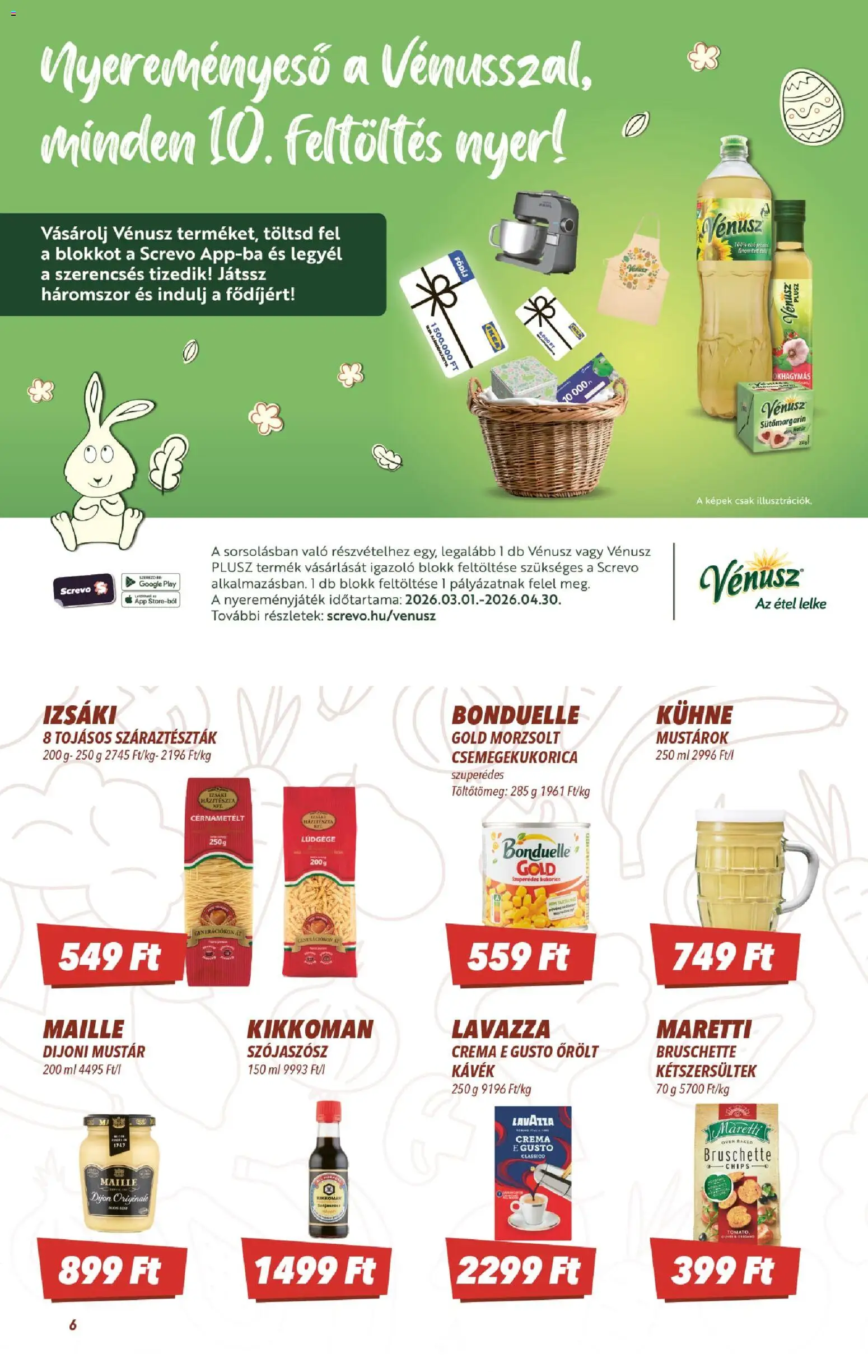 CBA akciós ujság - amely érvényes a következő dátumtól: 26.03.2026 | Oldal: 6 | Termékek: Dijoni mustár, Szójaszósz, Cérnametélt, Mustár
