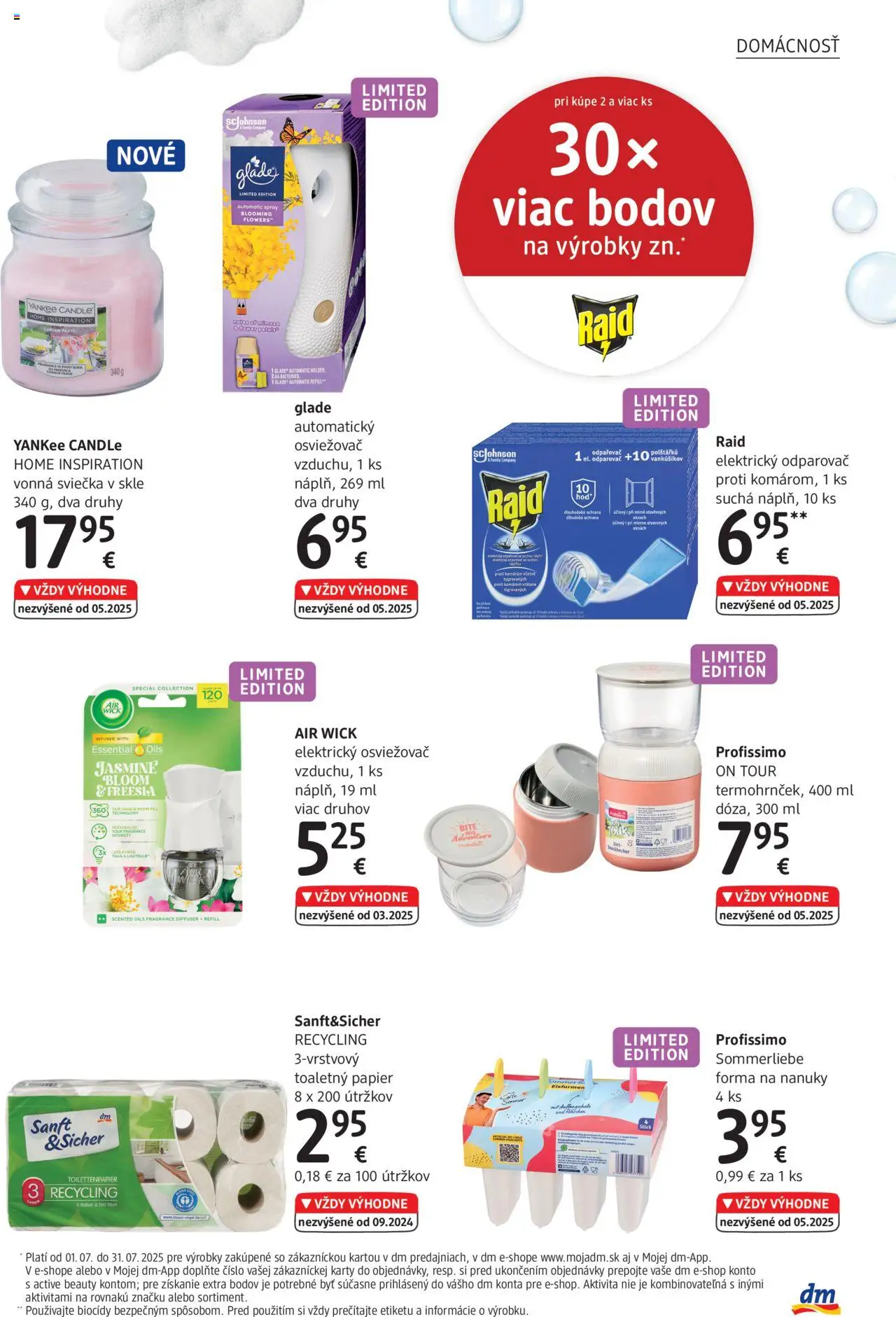 dm drogerie Journal Júl 2025 │ platný od 01.07.2025 | Strana: 31 | Produkty: Toaletný papier, Yankee Candle, Raid, Nanuky