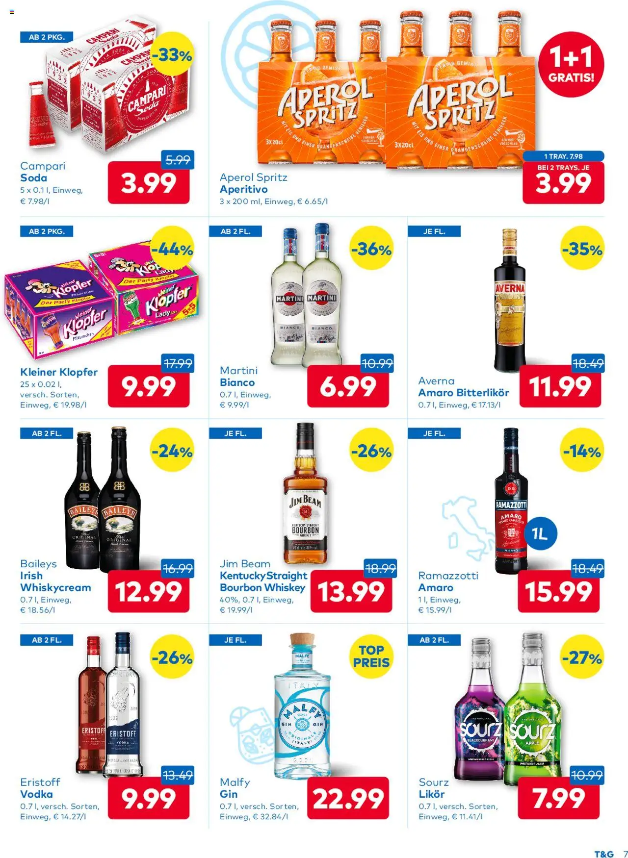 T&G Flugblatt gültig ab 25.09.2025 | Seite: 7 | Produkte: Whiskey, Eis, Nauriit, Bourbon