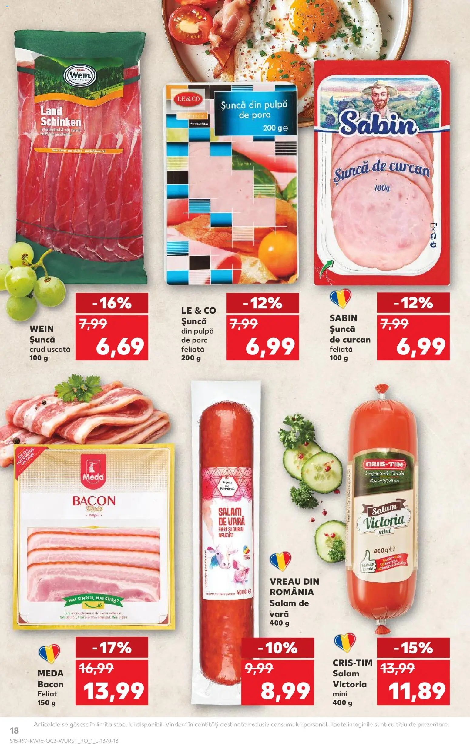 Noul catalog Kaufland – valabil de la 15.04.2026 | Pagină: 18 | Produse: Bacon, Salam, Șuncă
