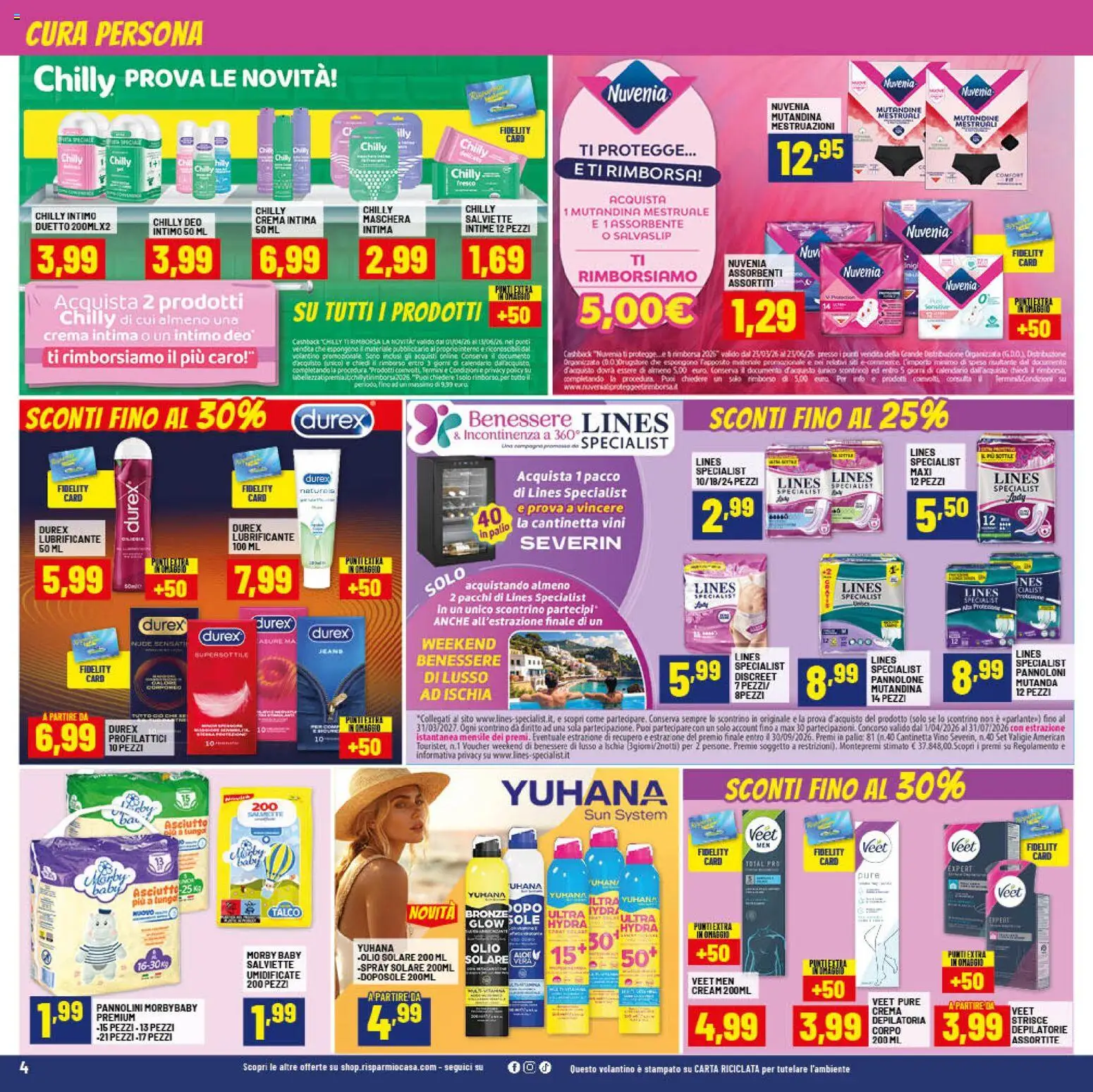Volantino RisparmioCasa del 23.04.2026 | Pagina: 4 | Prodotti: Intimo, Mutandine, Talco, Olio