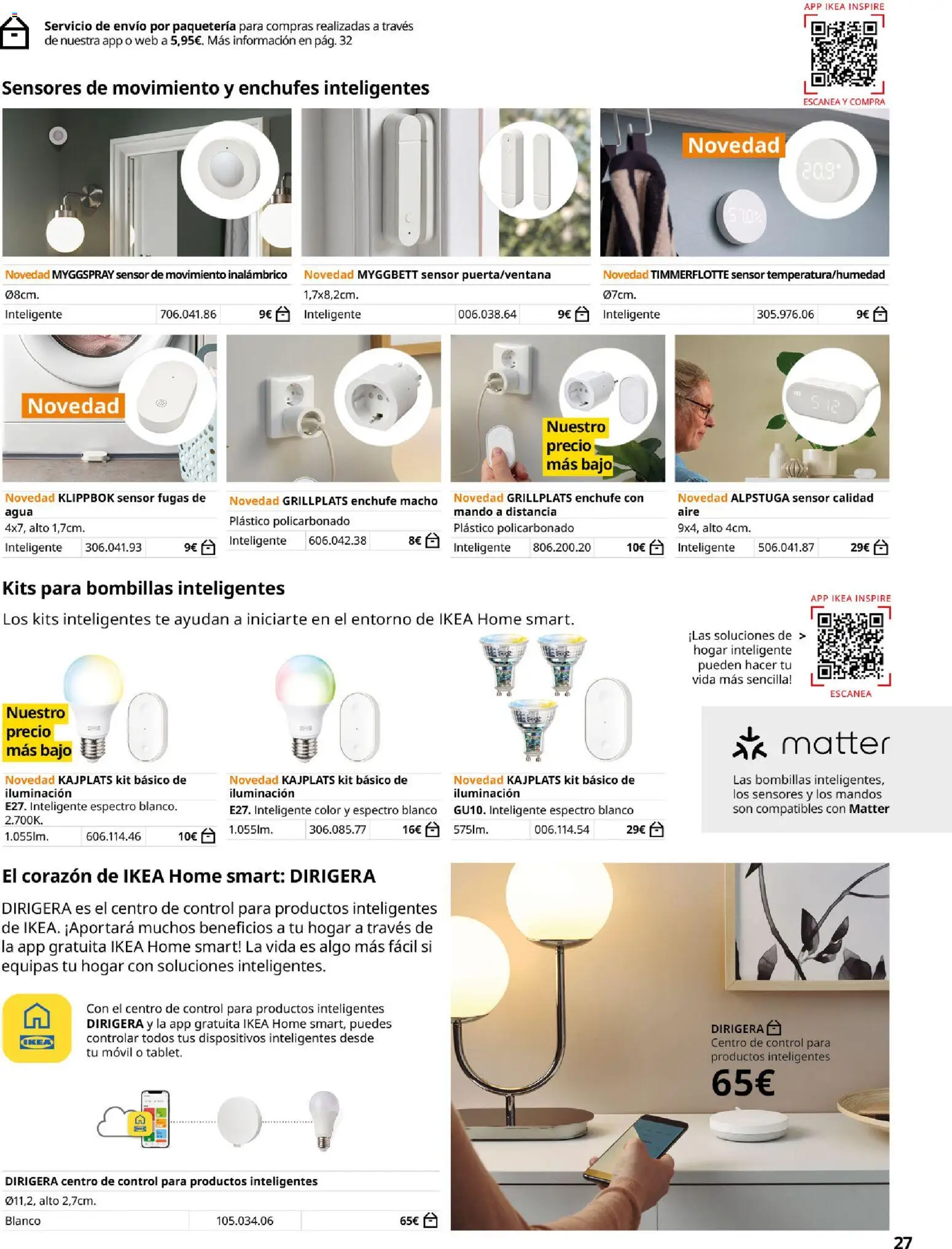 Catálogo IKEA Iluminación y hogar inteligente │ válido desde el 06.03.2026 | Página: 27 | Productos: Té, Galette de chaise, Enchufe