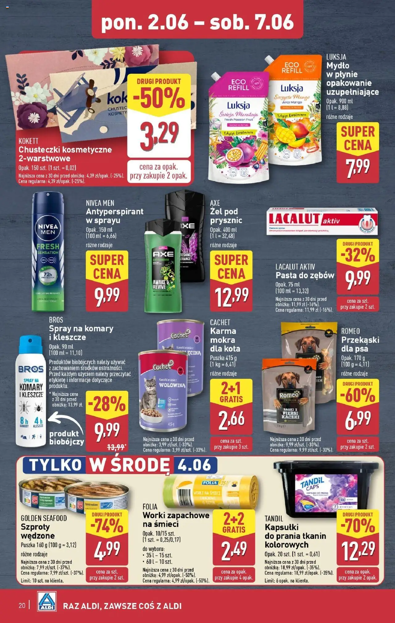 Aldi Gazetka od 02.06.2025 | Strona: 20 | Produkty: Piersi, Żel pod prysznic, Antyperspirant, Lacalut