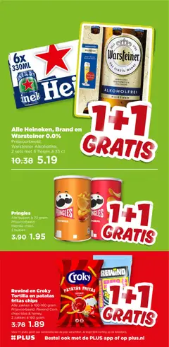 Rewind en Croky Tortilla en patatas fritas chips, Alle zakken à 100-160 gram Prijsvoorbeeld: Rewind Corn chips bbq & honey, 2 zakken à 160 gram - Voorbeeld van een folder van Plus, geldig van 29.10.2025 | Pagina: 13 | Producten: Chips, Ketchup, Kész piskótalap, Pringles