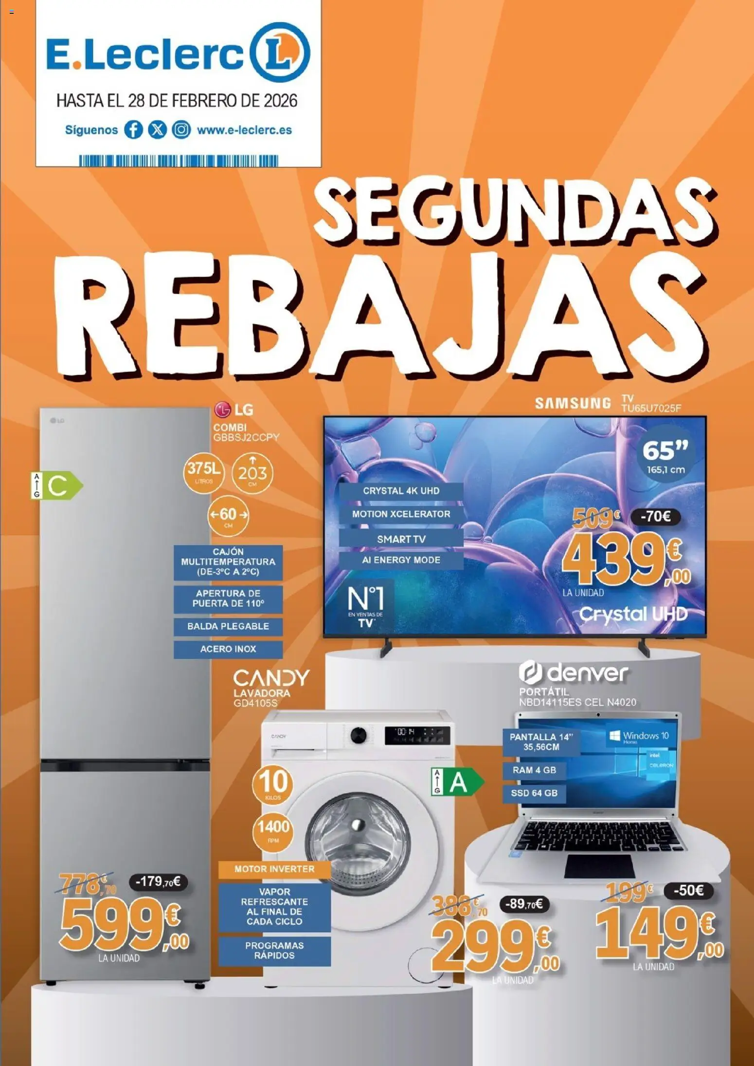 E.Leclerc folleto │ válido desde el 01.02.2026 | Página: 1 | Productos: Lavadora, Combi