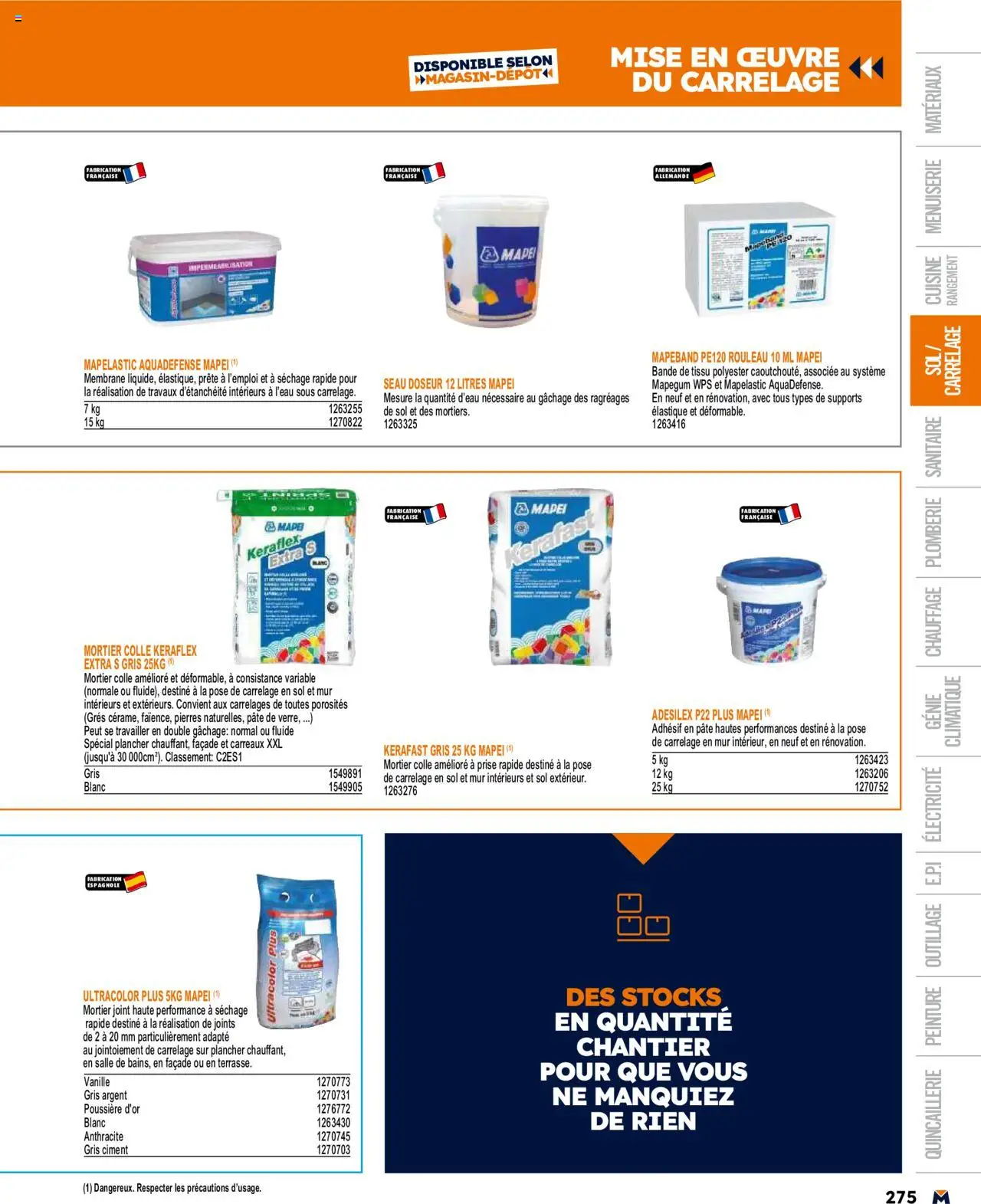  | Page: 275 | Produits: Mortier, Rouleau, Prise, Colle
