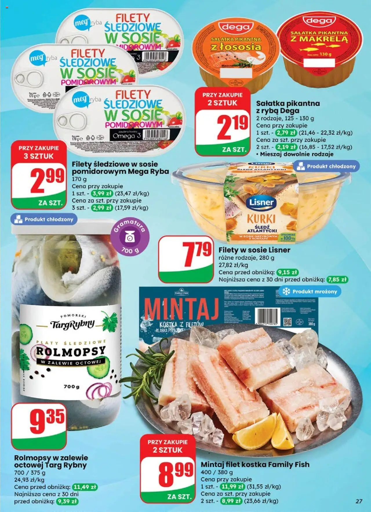 Dino Gazetka od 17.09.2025 | Strona: 27 | Produkty: Śledź, Mintaj, Ryba, Sałatka