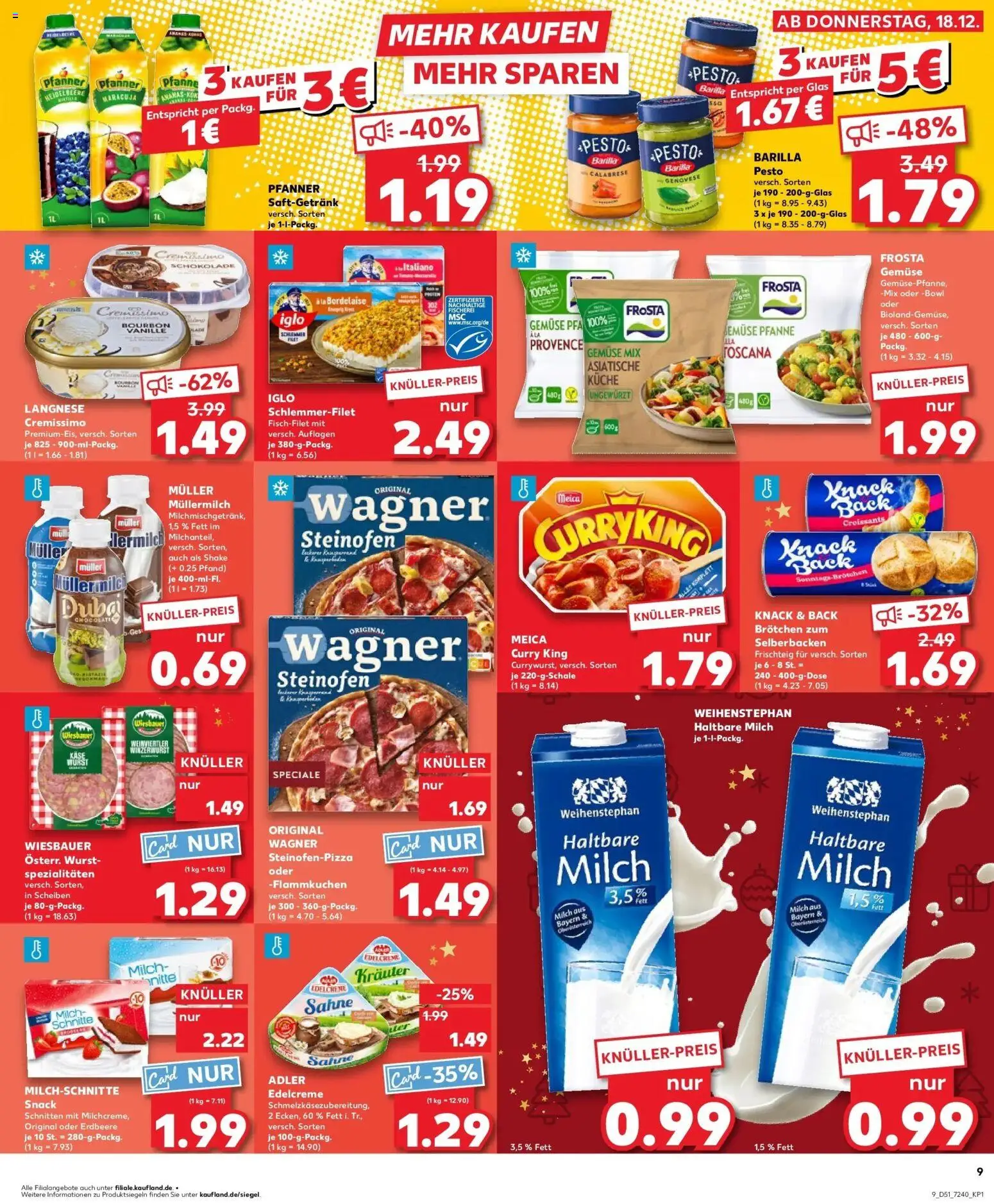 Kaufland prospekt Siegen	 – gültig ab 22.12.2025 | Seite: 9 | Produkte: Langnese cremissimo, Milch, Käse, Muller mullermilch