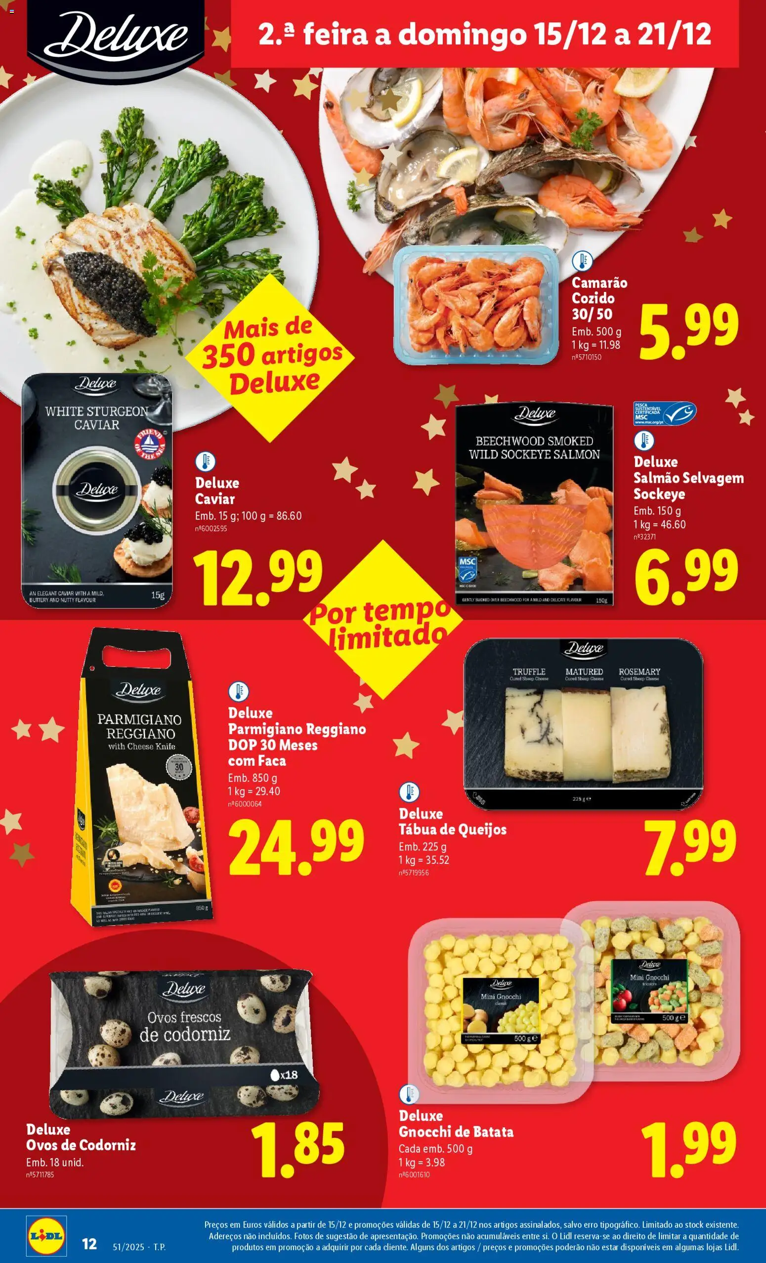 Lidl folheto │ válido de 15.12.2025 | Página: 12 | Produtos: Batata, Faca, Camarão, Salmão