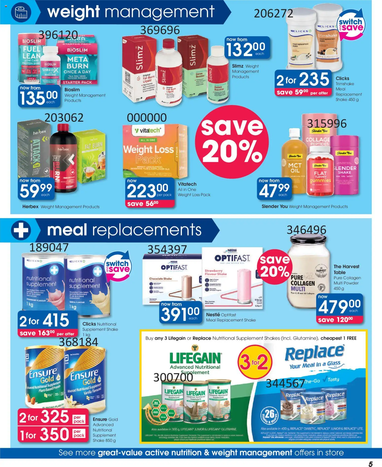 New Clicks catalogue – valid from 25.02.2026 | Page: 5 | Products: Detergente líquido, Blender, Chocolate, Powder