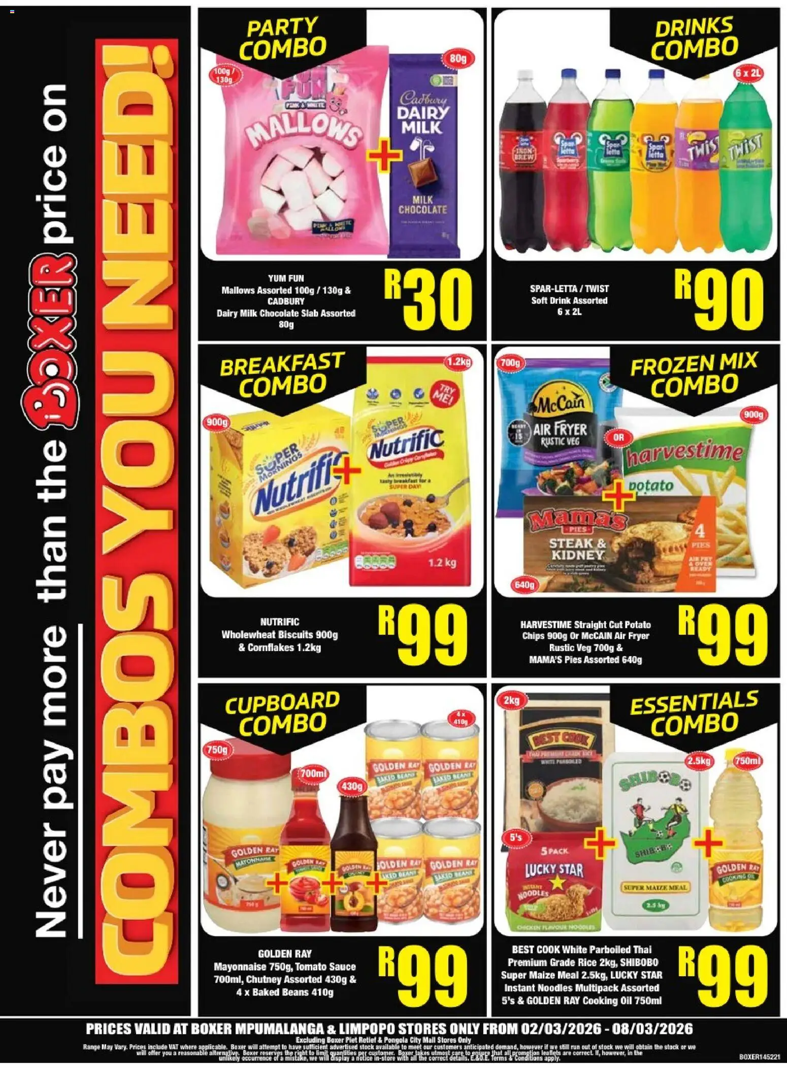 New Boxer catalogue – valid from 02.03.2026 | Page: 4 | Products: Maize meal, Air fryer, Biscuits, Noodles
