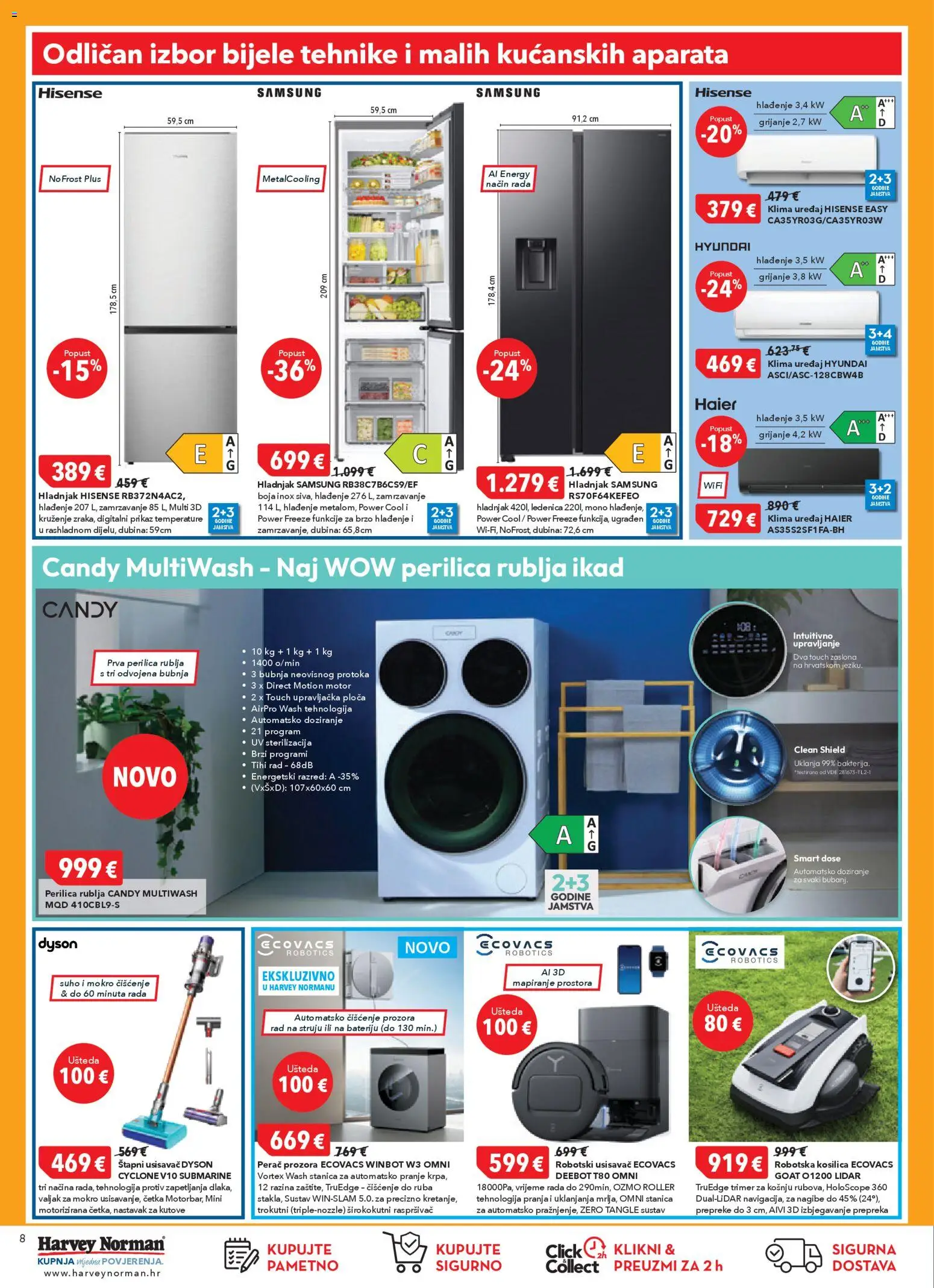 Harvey Norman katalog | vrijedi od 23.04.2026 | Stranica: 8 | Proizvodi: Usisavač, Klima uređaj, Perilica rublja, Klima