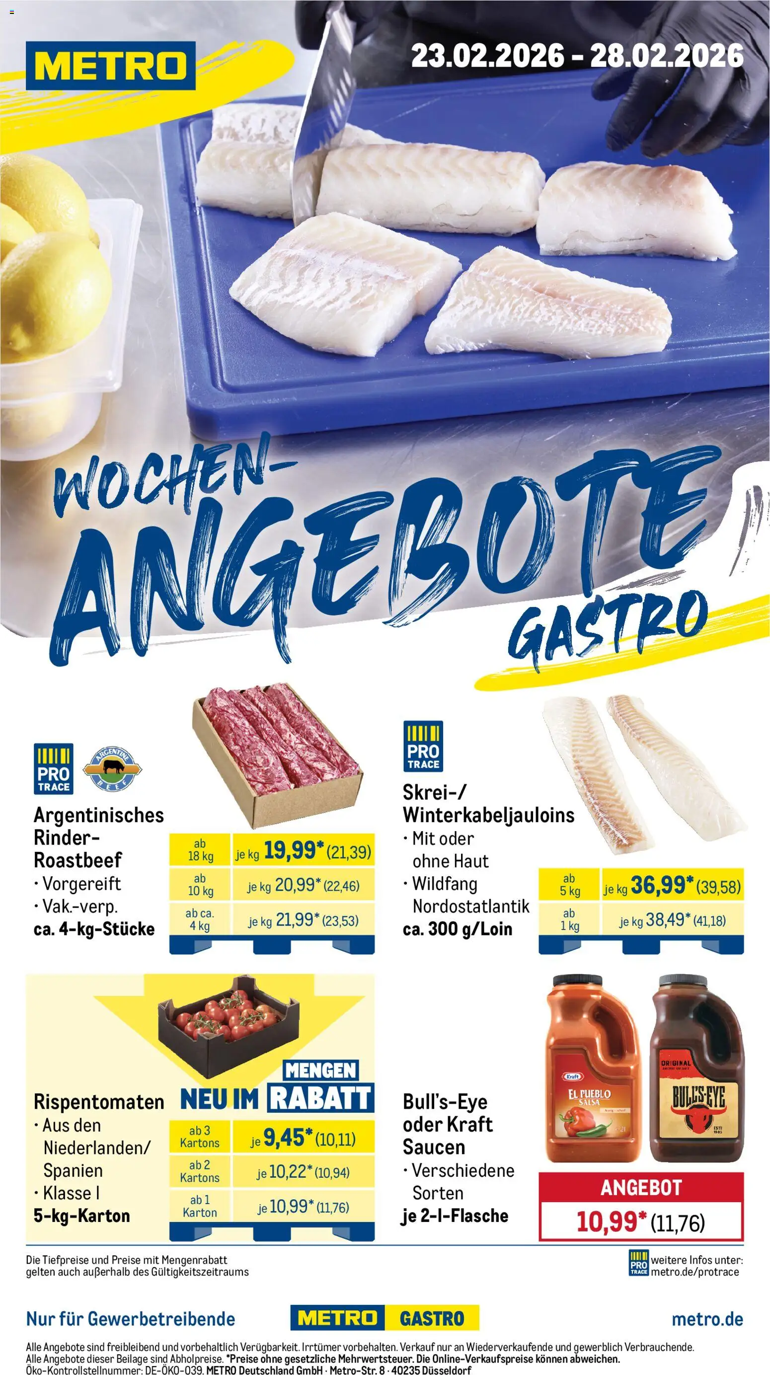 Metro Wochen-Angebote Gastro – gültig ab 23.02.2026 | Seite: 1 | Produkte: Roastbeef