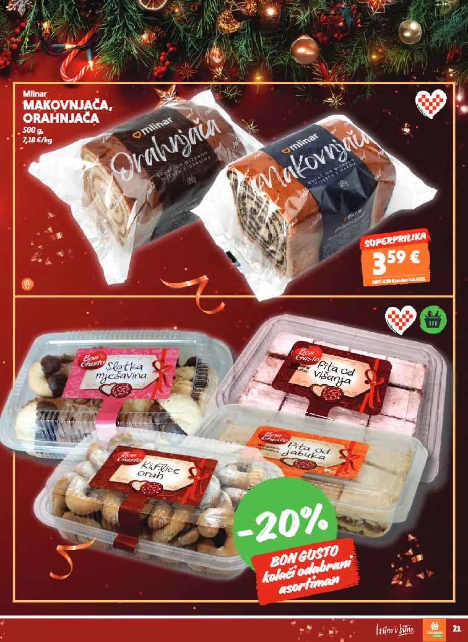 Studenac katalog | vrijedi od 17.12.2025 | Stranica: 21 | Proizvodi: Kiflice, Pita, Jabuka, Orah