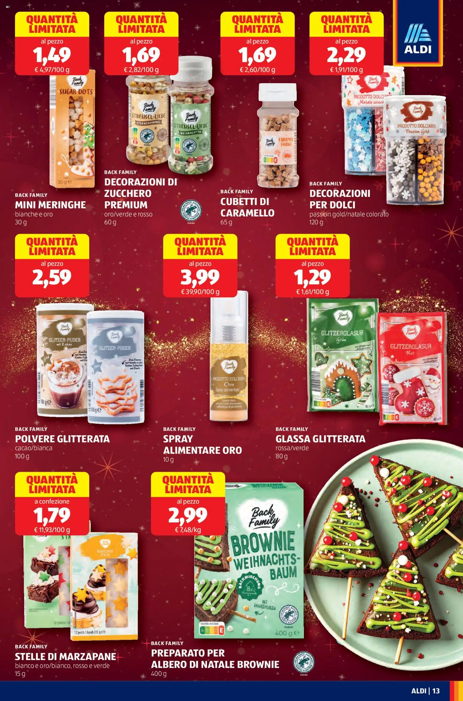 Volantino Aldi del 03.11.2025 | Pagina: 13 | Prodotti: Albero di natale, Zucchero, Glassa, Decorazioni