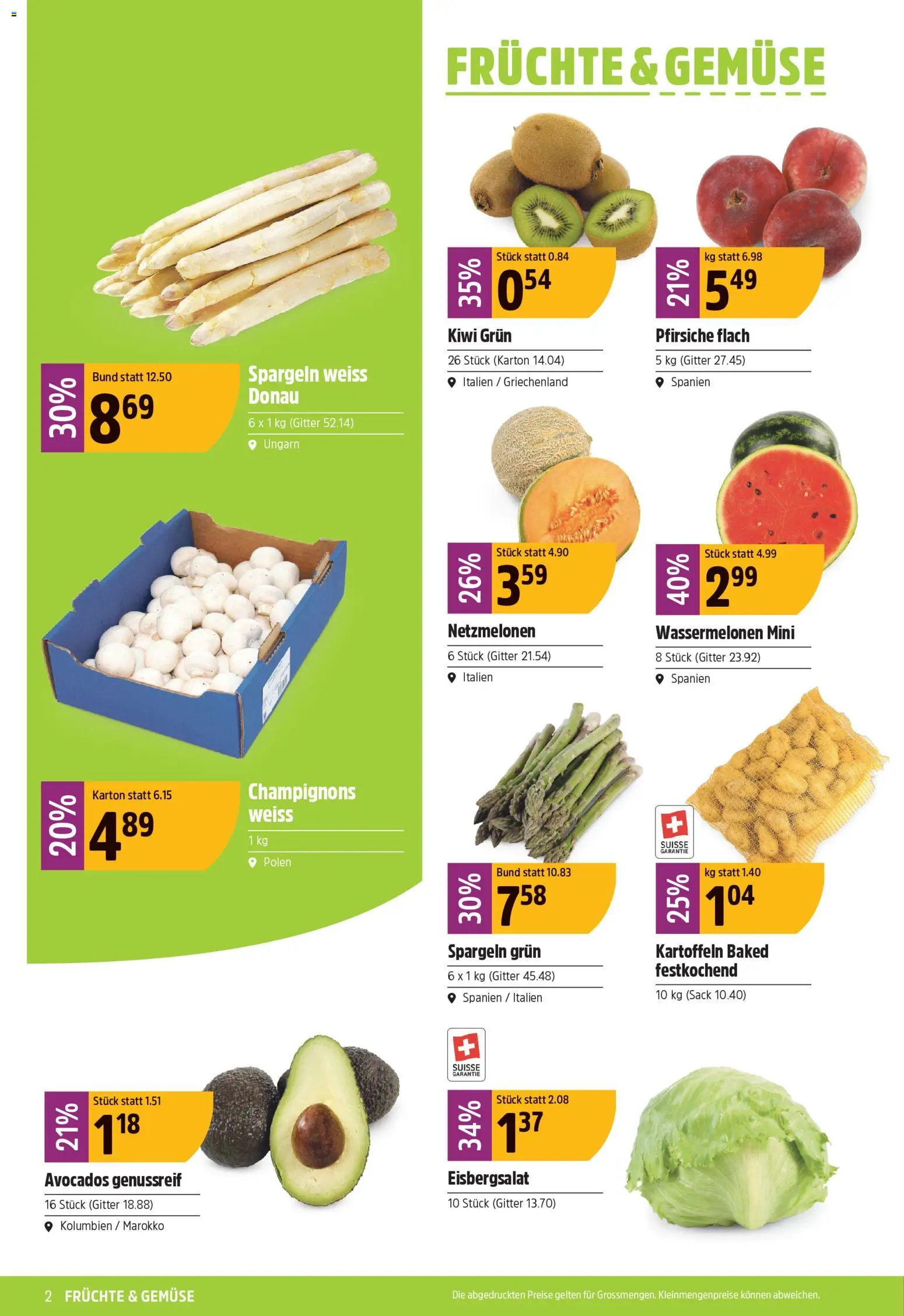 TopCC aktionen – gültig ab 04.05.2026 | Seite: 2 | Produkte: Gitter, Champignons, Gemüse, Früchte