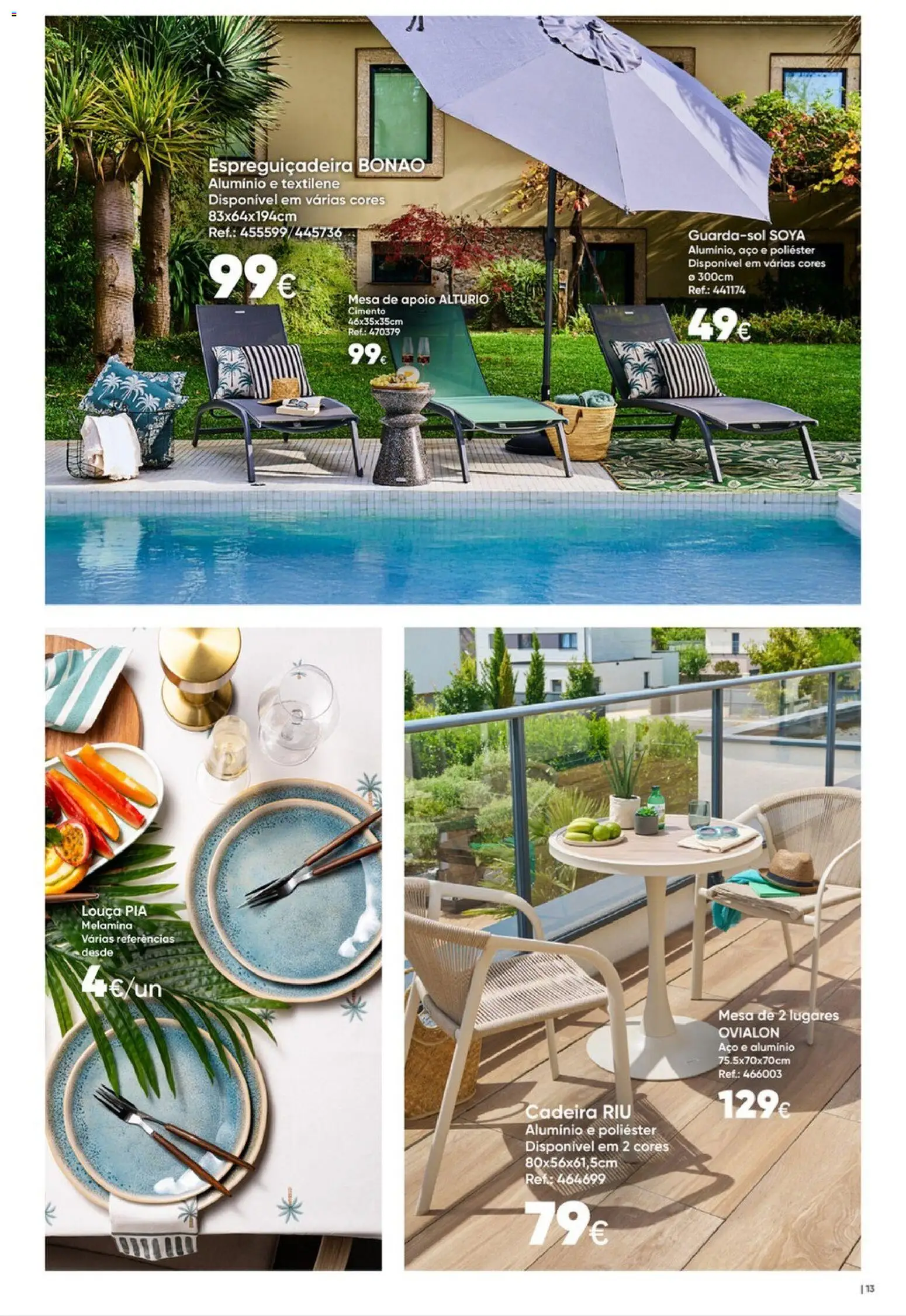 Hôma Catálogo │ válido de 10.04.2026 | Página: 13 | Produtos: Espreguiçadeira, Mesa, Cadeira, Cimento