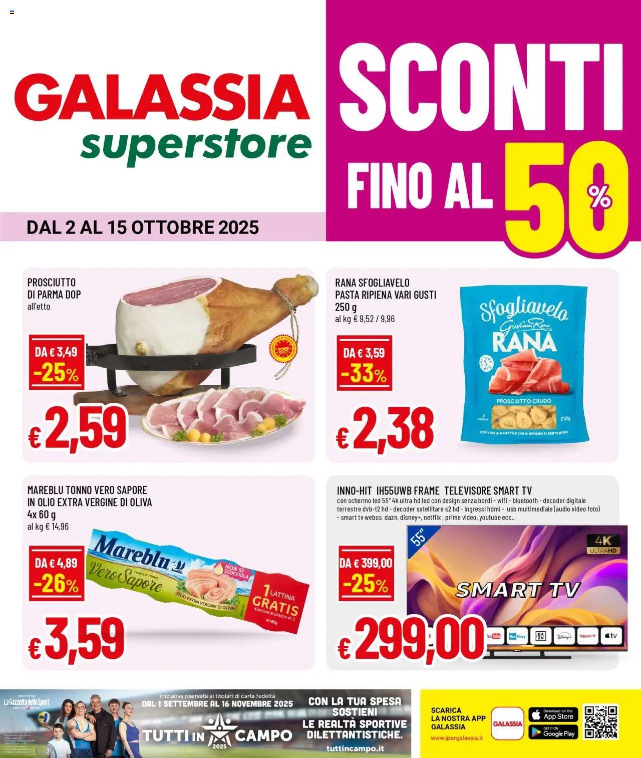 Volantino Galassia del 02.10.2025 | Pagina: 1 | Prodotti: TV, Video, Olio extra vergine, USB