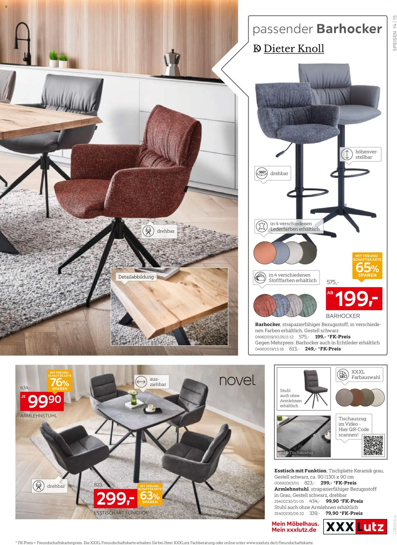 XXXL Lutz Prospekt 	 – gültig ab 22.02.2026 | Seite: 15 | Produkte: Esstisch, Barhocker, Stuhl, Video