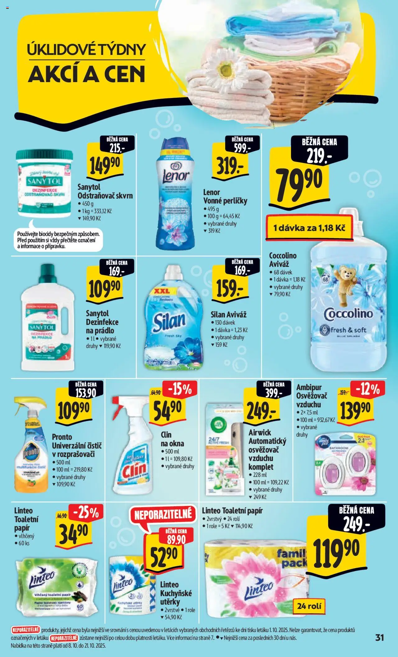 Albert leták - Hypermarket od 08.10.2025 | Strana: 40 | Produkty: Kuchyňské utěrky, Coccolino, Univerzální čistič, Silan