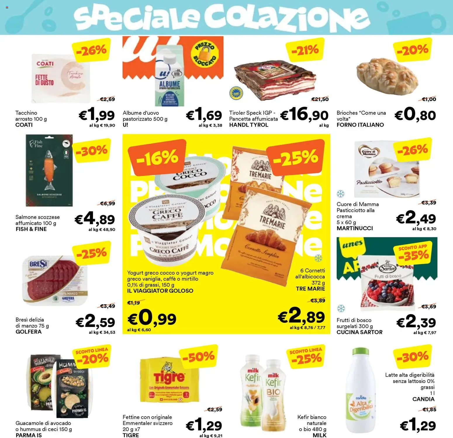 Volantino Unes del 16.02.2026 | Pagina: 10 | Prodotti: Speck, Yogurt greco, Crema, Ceci