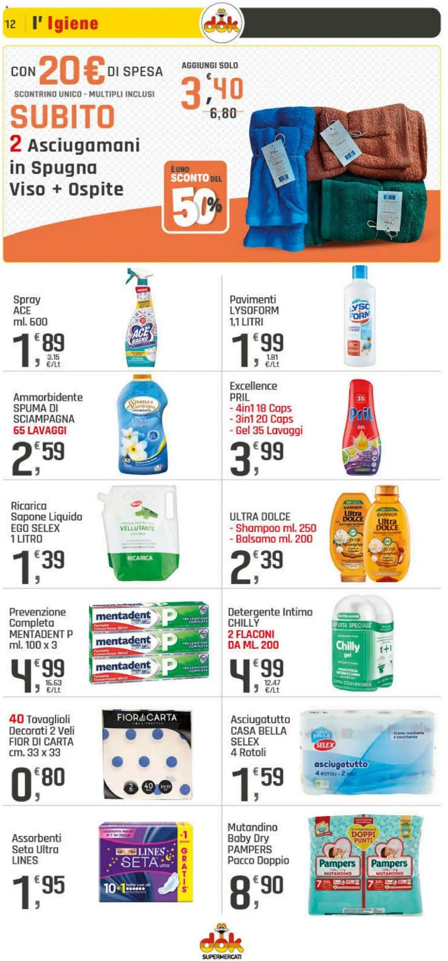 Volantino DOK del 20.11.2025 | Pagina: 12 | Prodotti: Shampoo, Balsamo, Intimo, Pampers