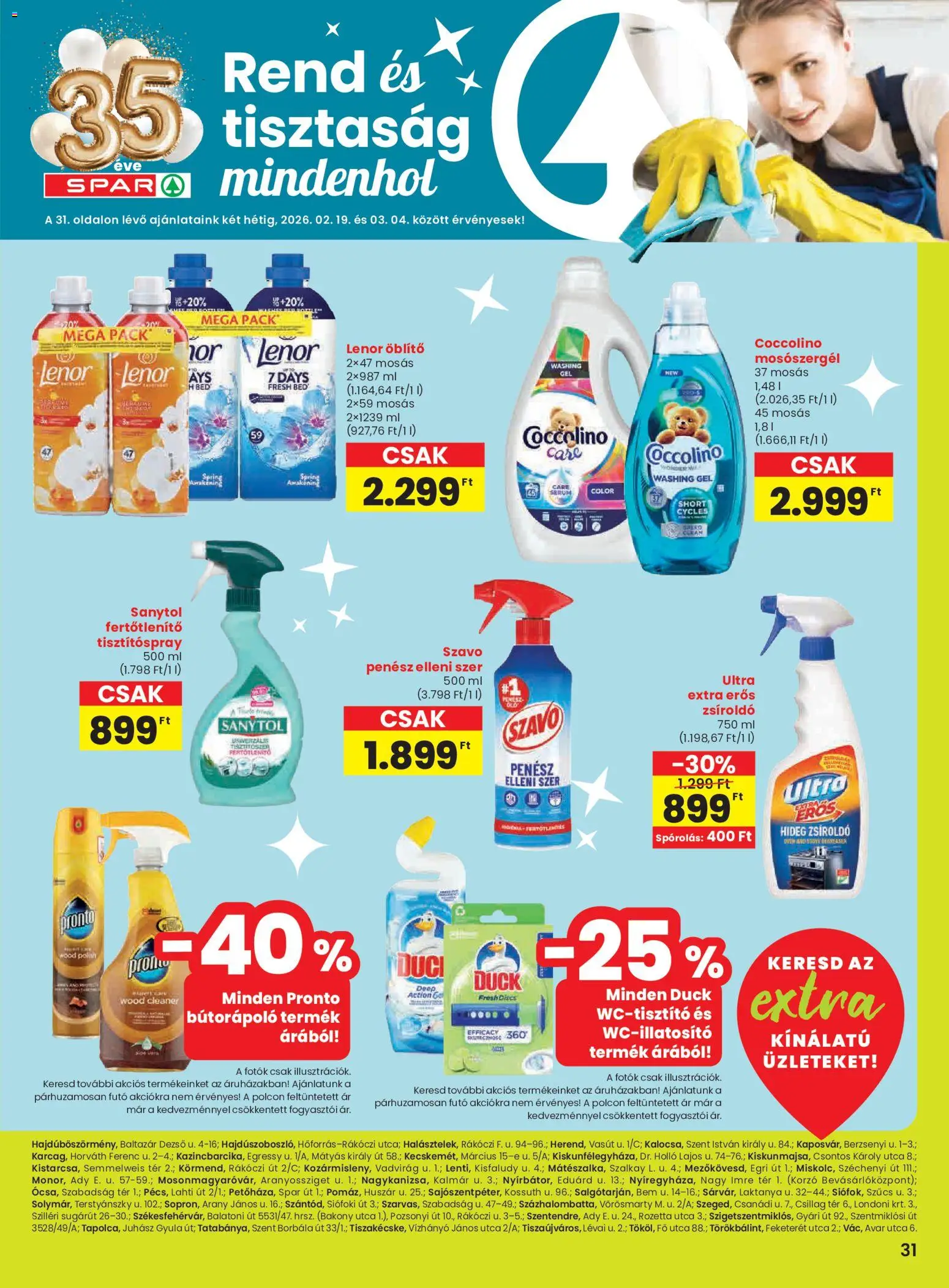 Spar akciós ujság - amely érvényes a következő dátumtól: 19.02.2026 | Oldal: 8 | Termékek: Coccolino, Öblítő, Szavó