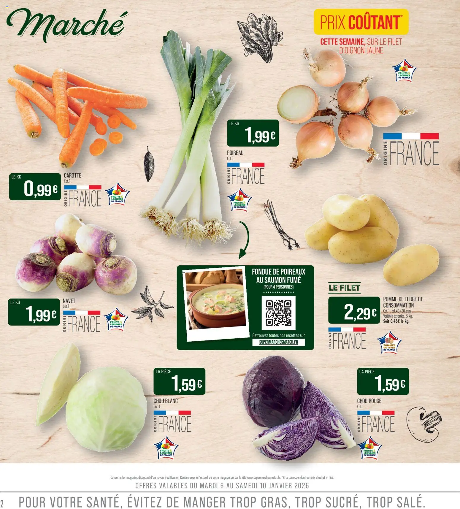 {H1} | Page: 2 | Produits: Chou rouge, Poireau, Pommes, Saumon