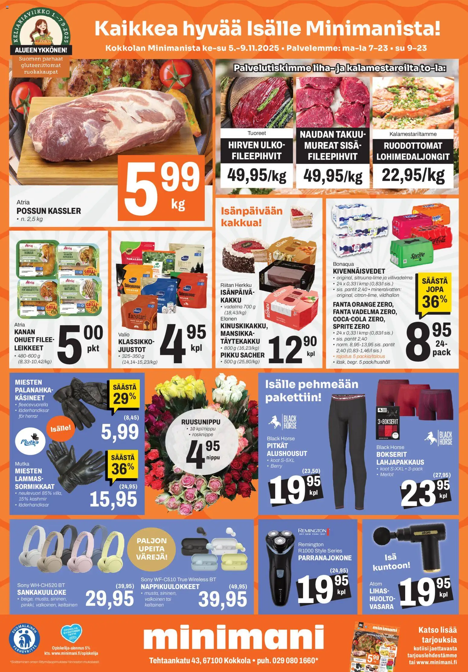 Minimani Tarjoukset - Kokkola – voimassa 05.11.2025 alkaen | Sivu: 1 | Tuotteet: Sprite, Alushousut, Käsineet, Hunaja