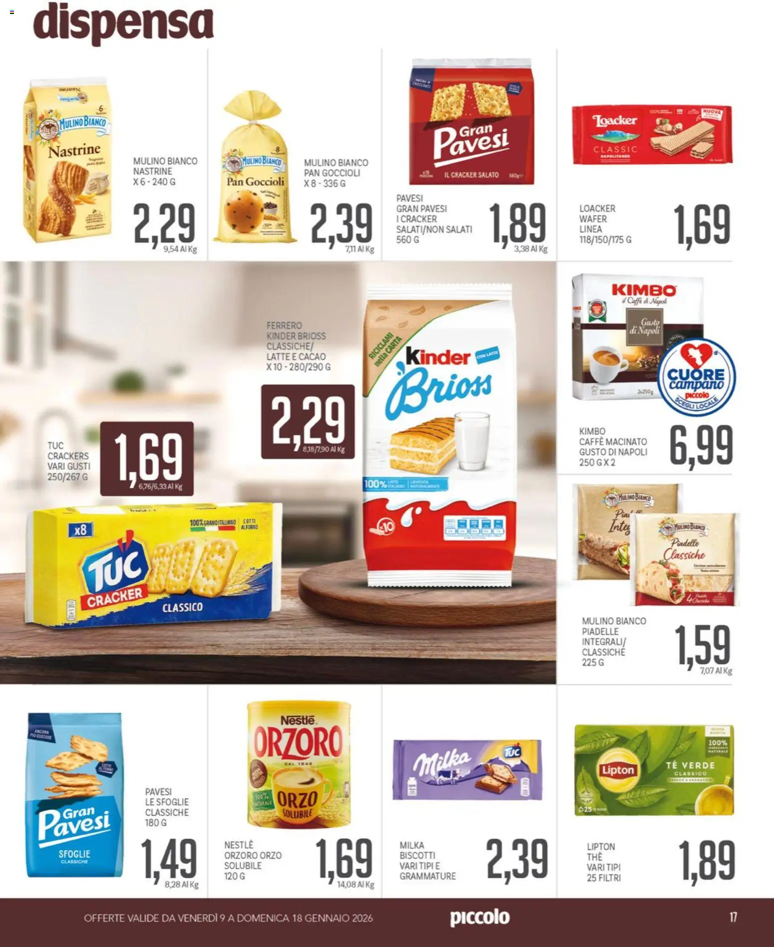 Volantino Piccolo del 09.01.2026 | Pagina: 17 | Prodotti: Tè, Biscotti, Latte, Macinato