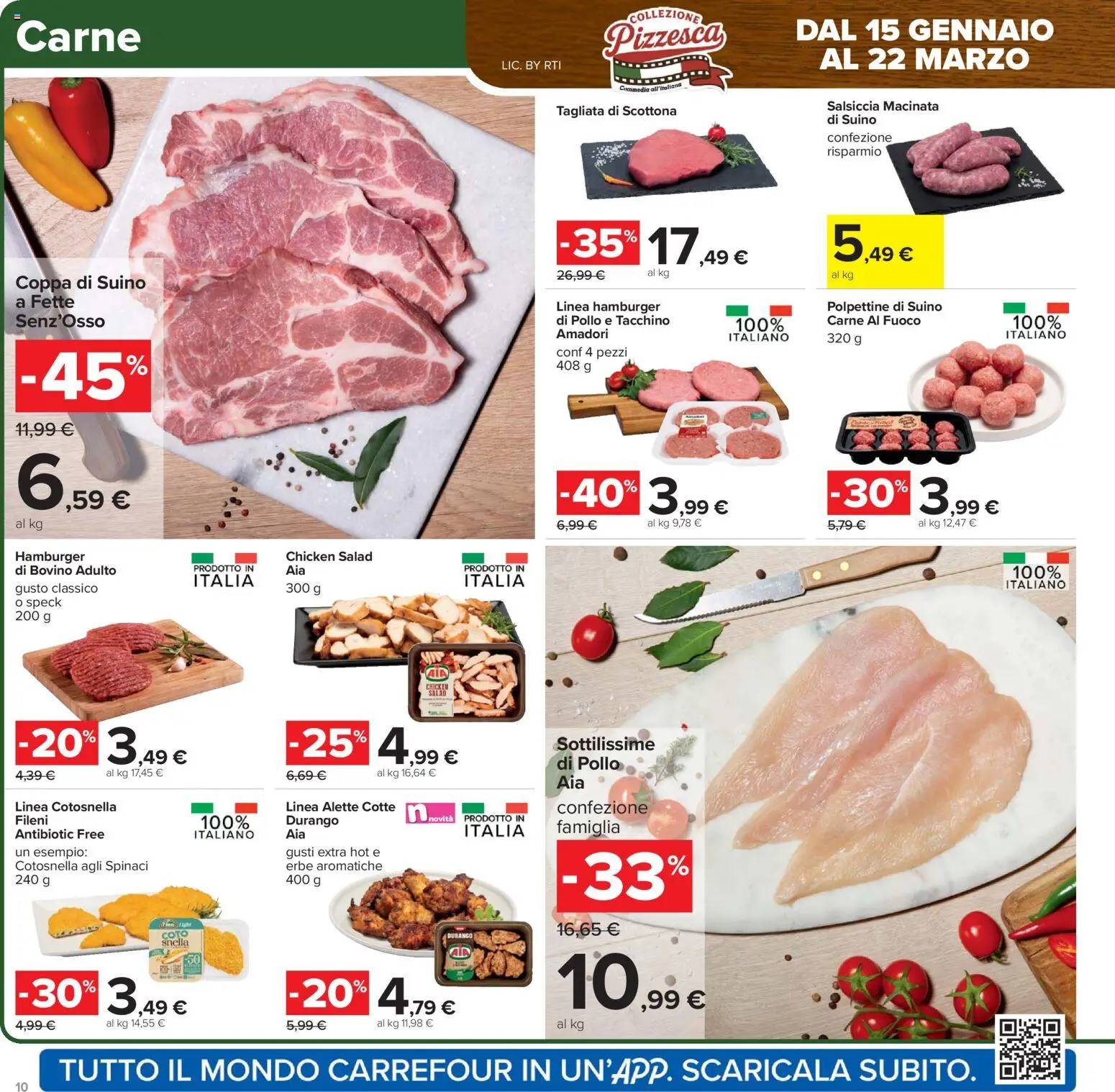 Volantino Carrefour del 06.02.2026 | Pagina: 10 | Prodotti: Bovino, Pollo, Tacchino, Spinaci