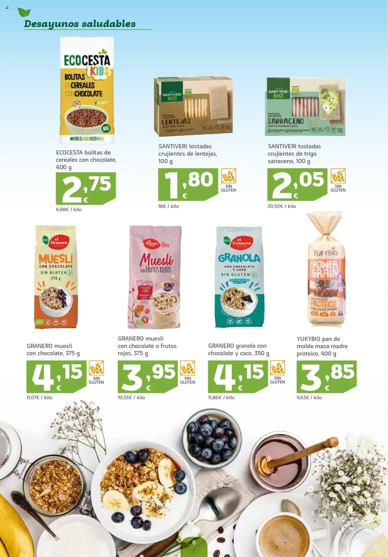 HiperDino - Productos Ecológicos │ válido desde el 26.05.2025 | Página: 8 | Productos: Pan, Τυρόπιτα, Cereales, Pan de molde