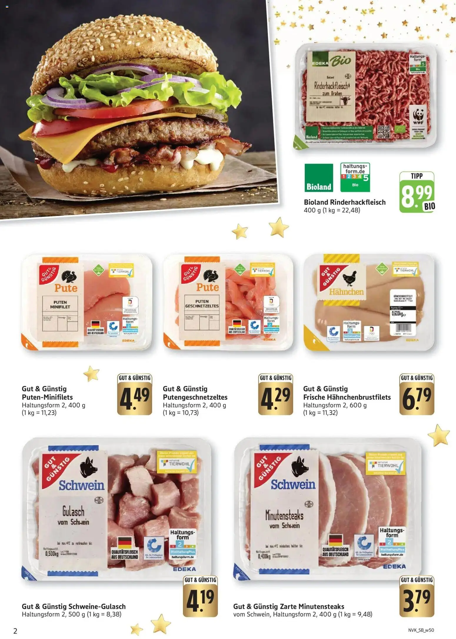 Edeka prospekt Tübingen	 – gültig ab 08.12.2025 | Seite: 2 | Produkte: Schweinegulasch, Pute, Hahnchen, Gulasch
