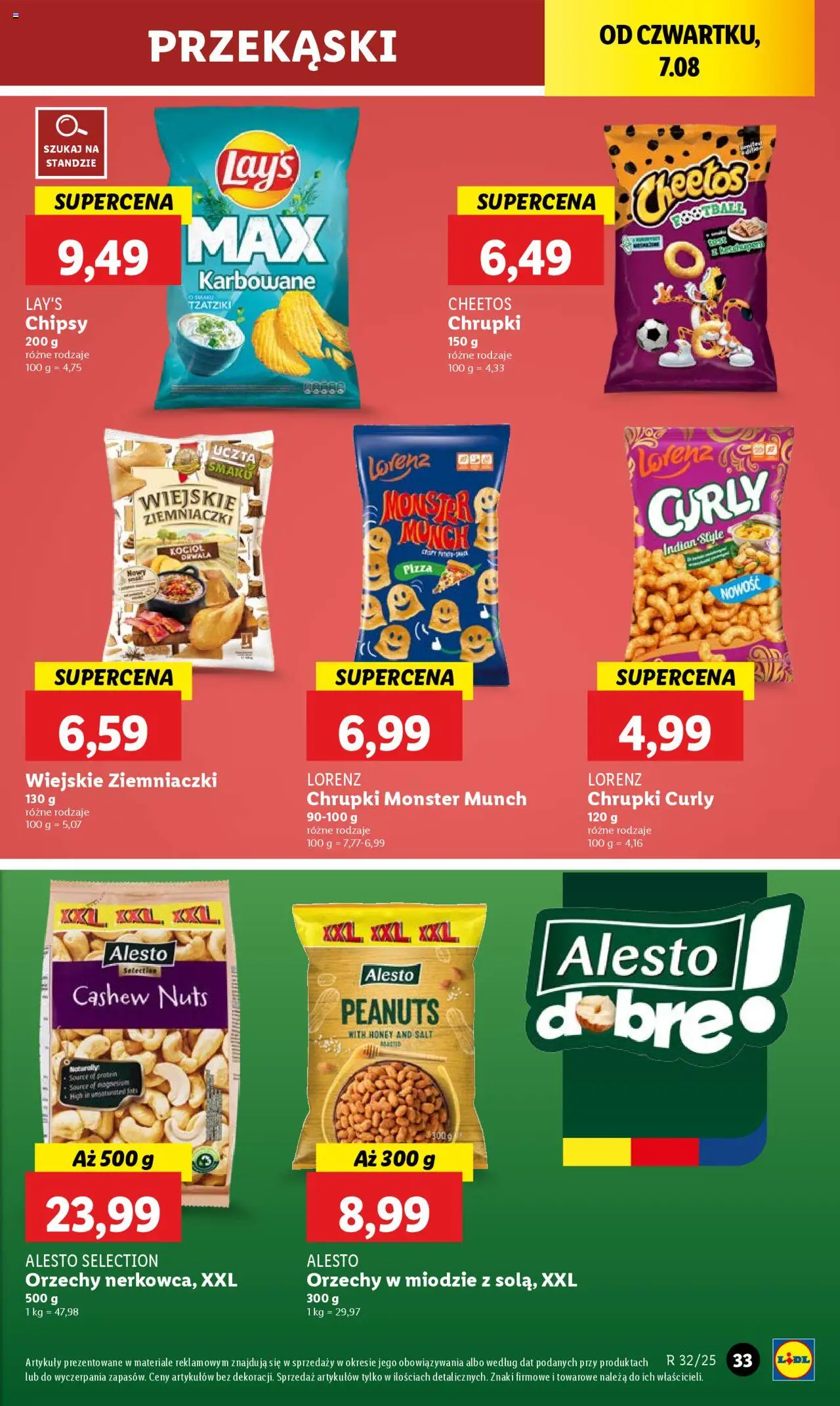 Lidl Gazetka od 07.08.2025 | Strona: 41 | Produkty: Chipsy, Chrupki, Pizza, Orzechy
