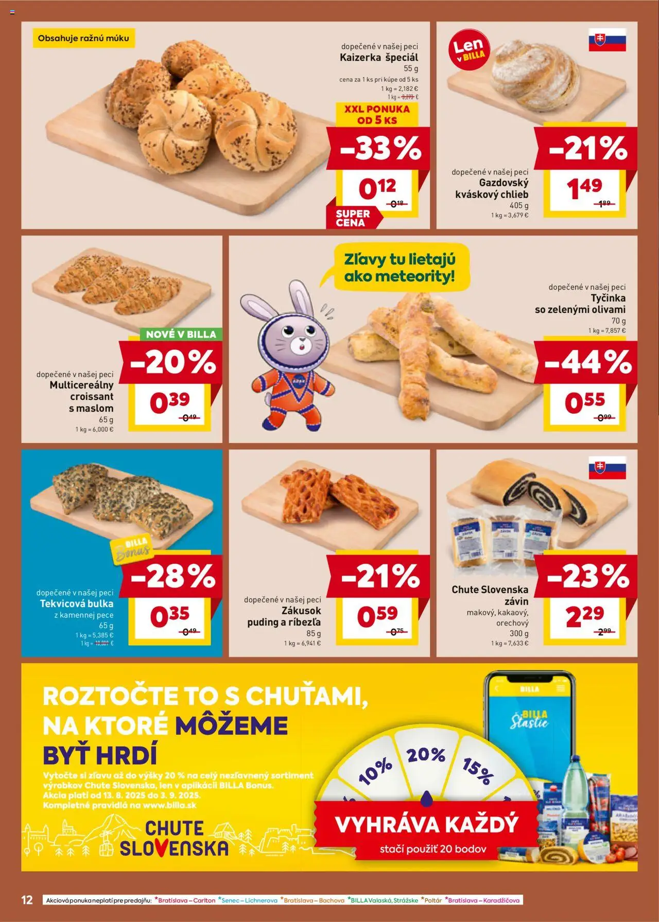 Billa leták │ platný od 13.08.2025 | Strana: 12 | Produkty: Chlieb, Croissant, Puding