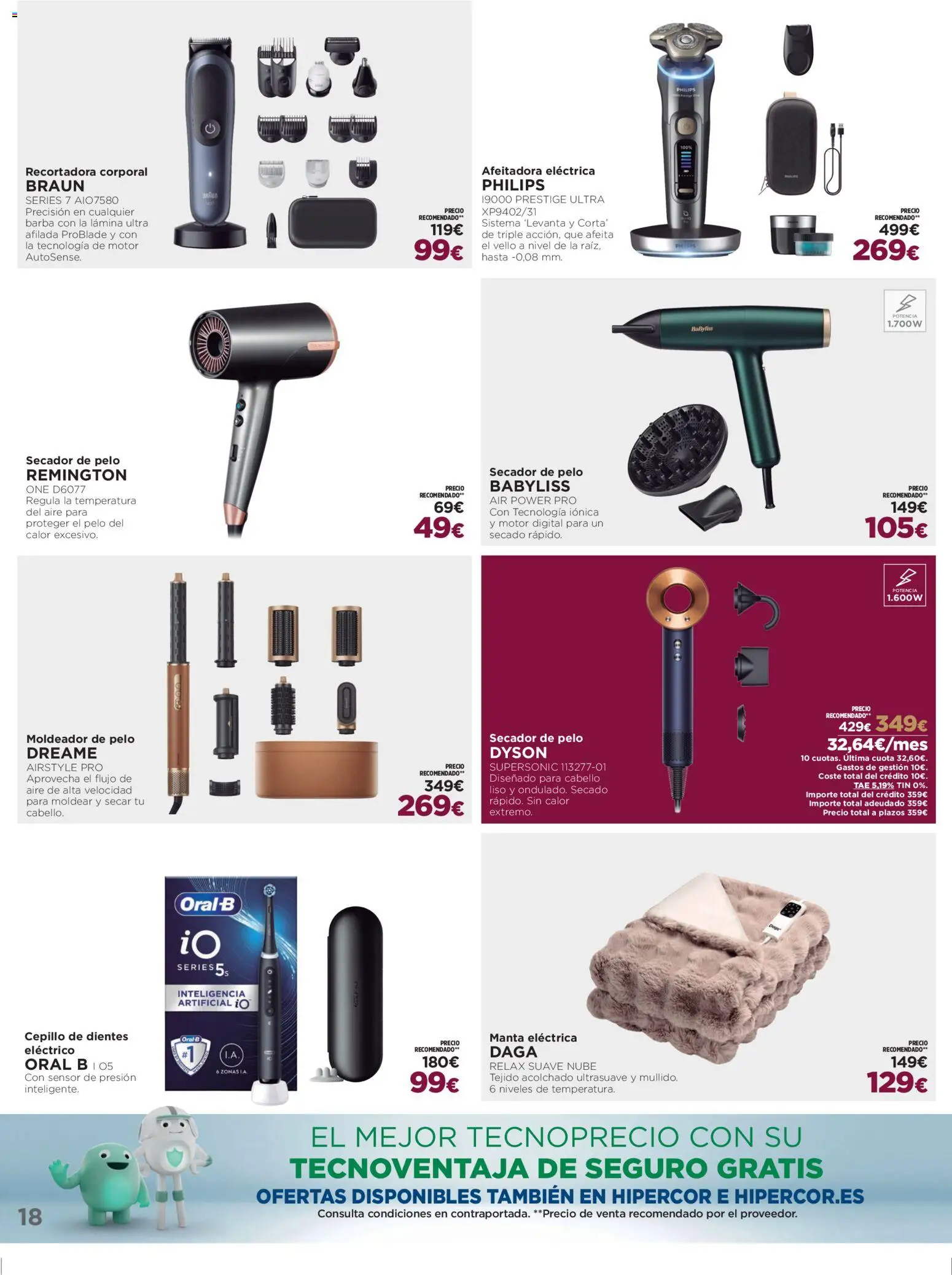El Corte Inglés ofertas │ válido desde el 02.12.2025 | Página: 18 | Productos: Cepillo de dientes, Manta, Afeitadora, Secador de pelo